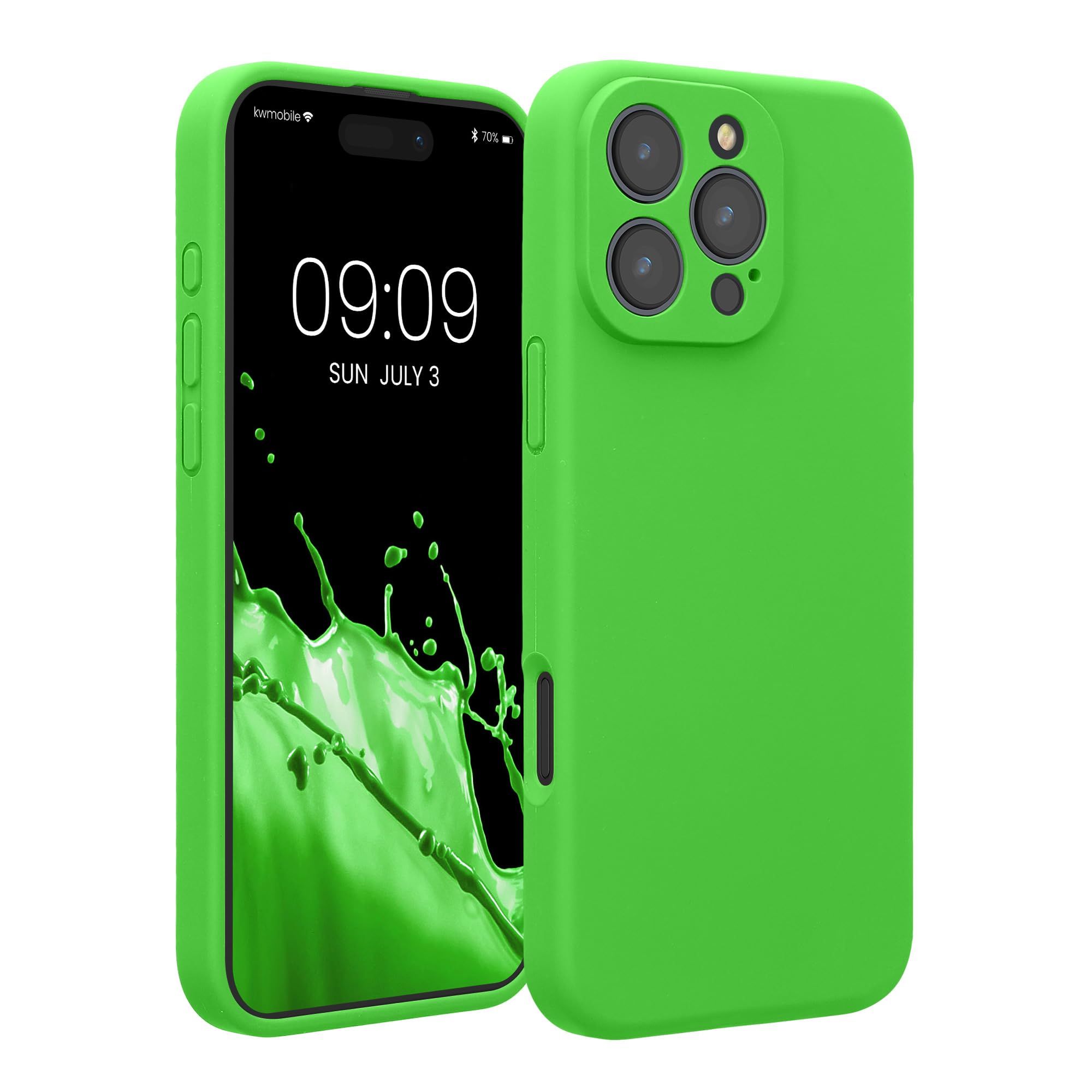 kwmobile Case Compatible with Apple iPhone 16 Pro Max Case - Slim TPU Silicone Phone Cover - Soft Touch Finish - Lime Green