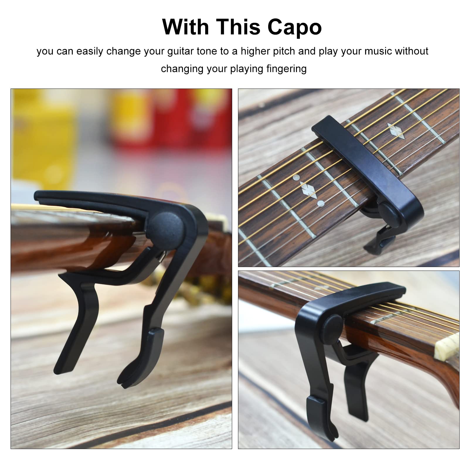 Saphue Guitar Capo For 6 String Acoustic And Electric With 2 Picks