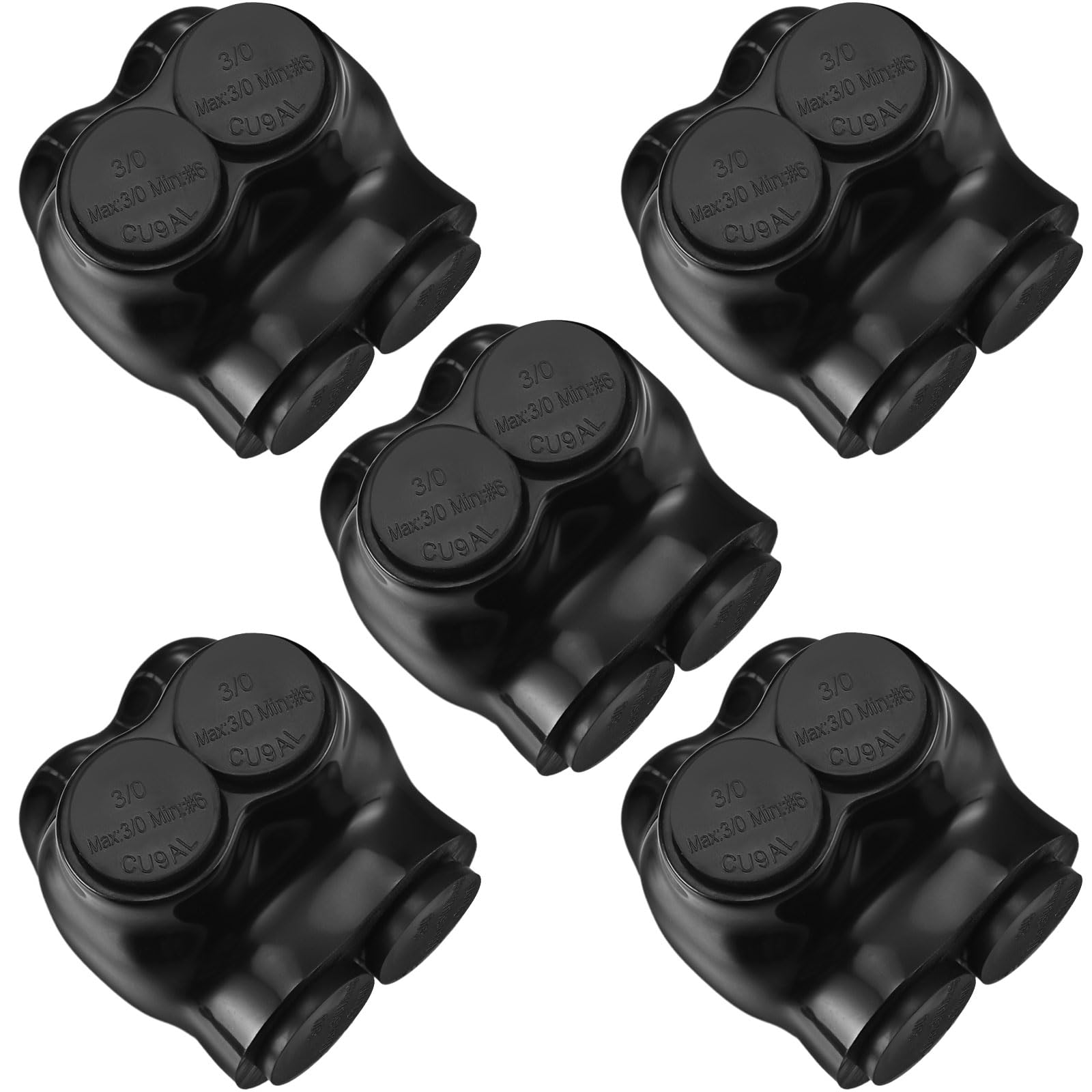 Saysurey 5 Pcs Insulated Multi Cable Connectors 2 Port Single Entry Splice Electrical Power Connector Black Interconnect Termina