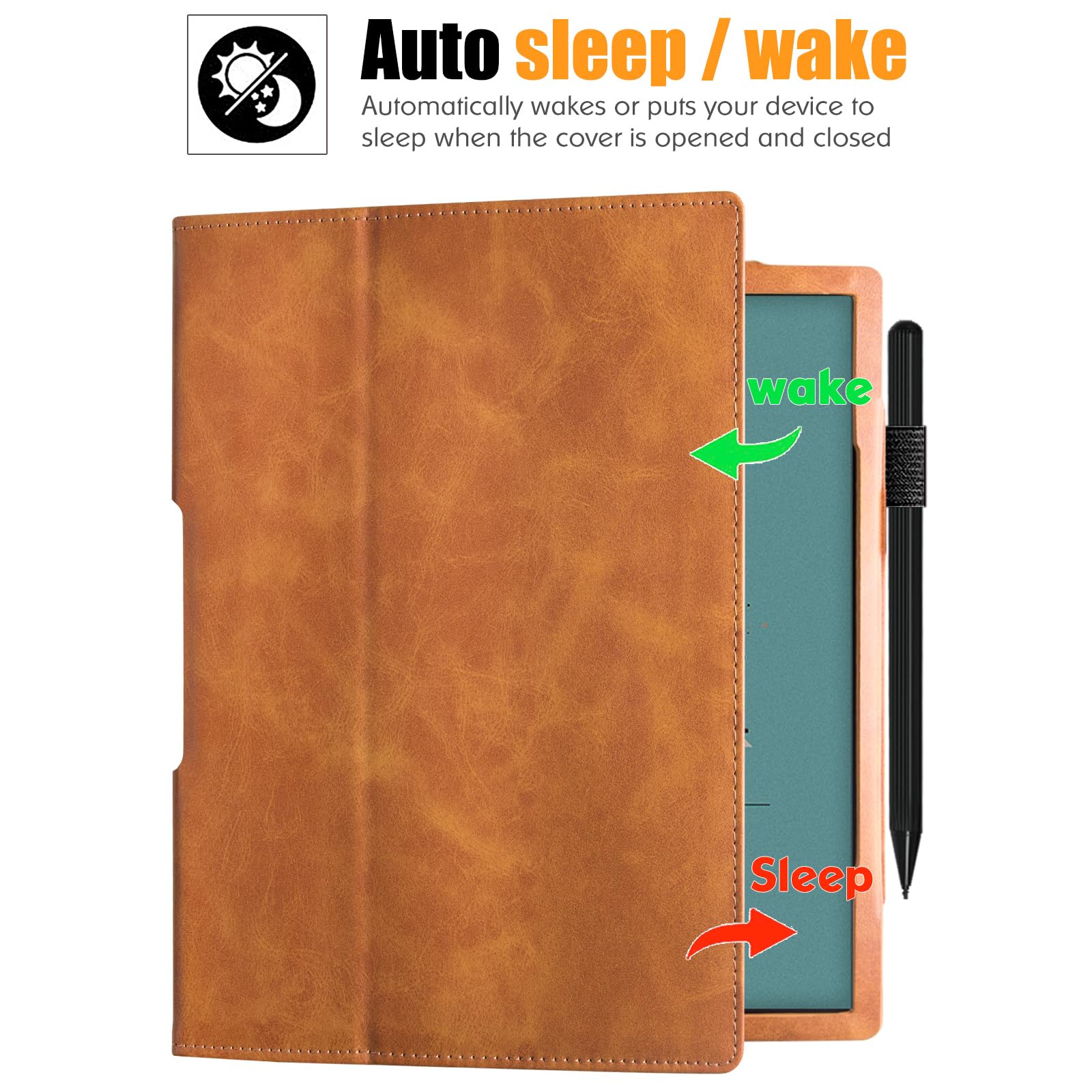 Bozhuorui Stand Case For All New 10.3'' Onyx Boox Note Air3 C/Boox Note Air2/Air2 Plus Epaper Tablet   Pu Leather Sleeve Cover W