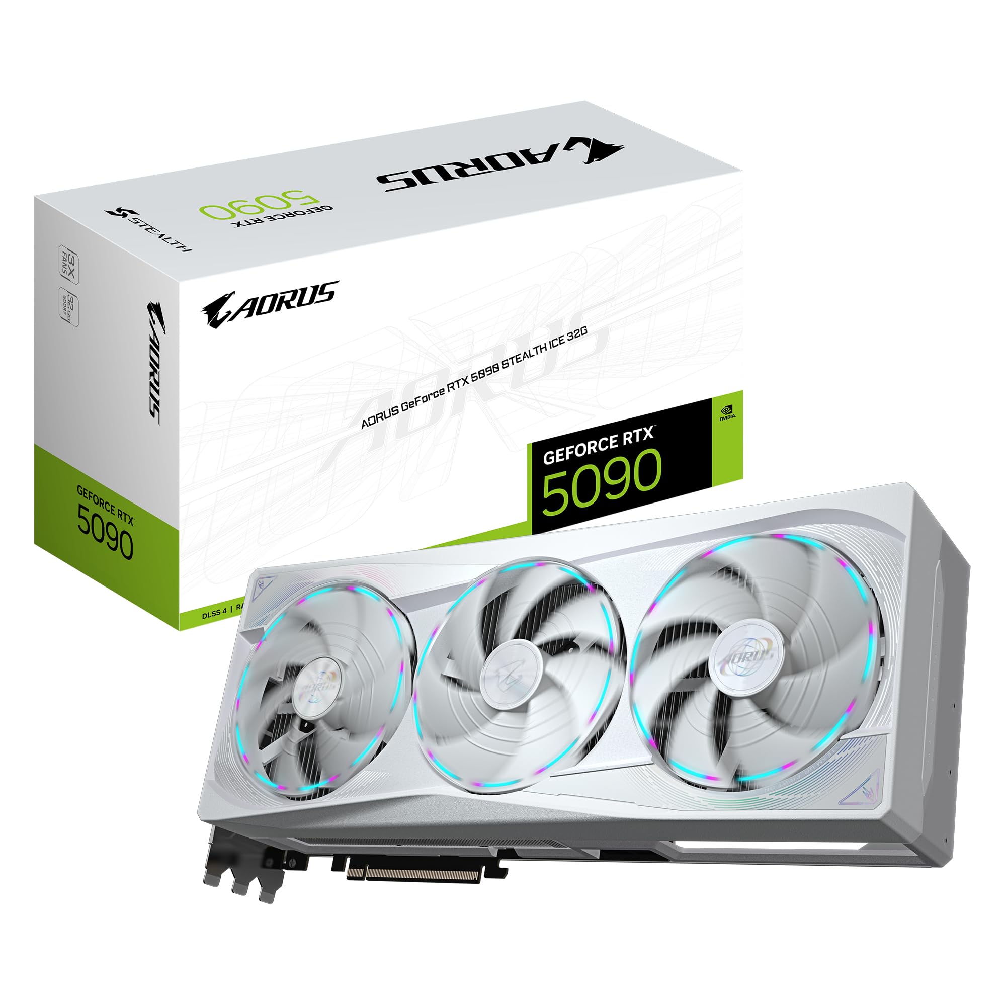 Gigabyte AORUS GeForce RTX 5090 Stealth ICE 32G Graphics Card - 32GB GDDR7, 512bit, PCI-E 5.0, 2655MHz Core Frequency, 3 x DP 2.
