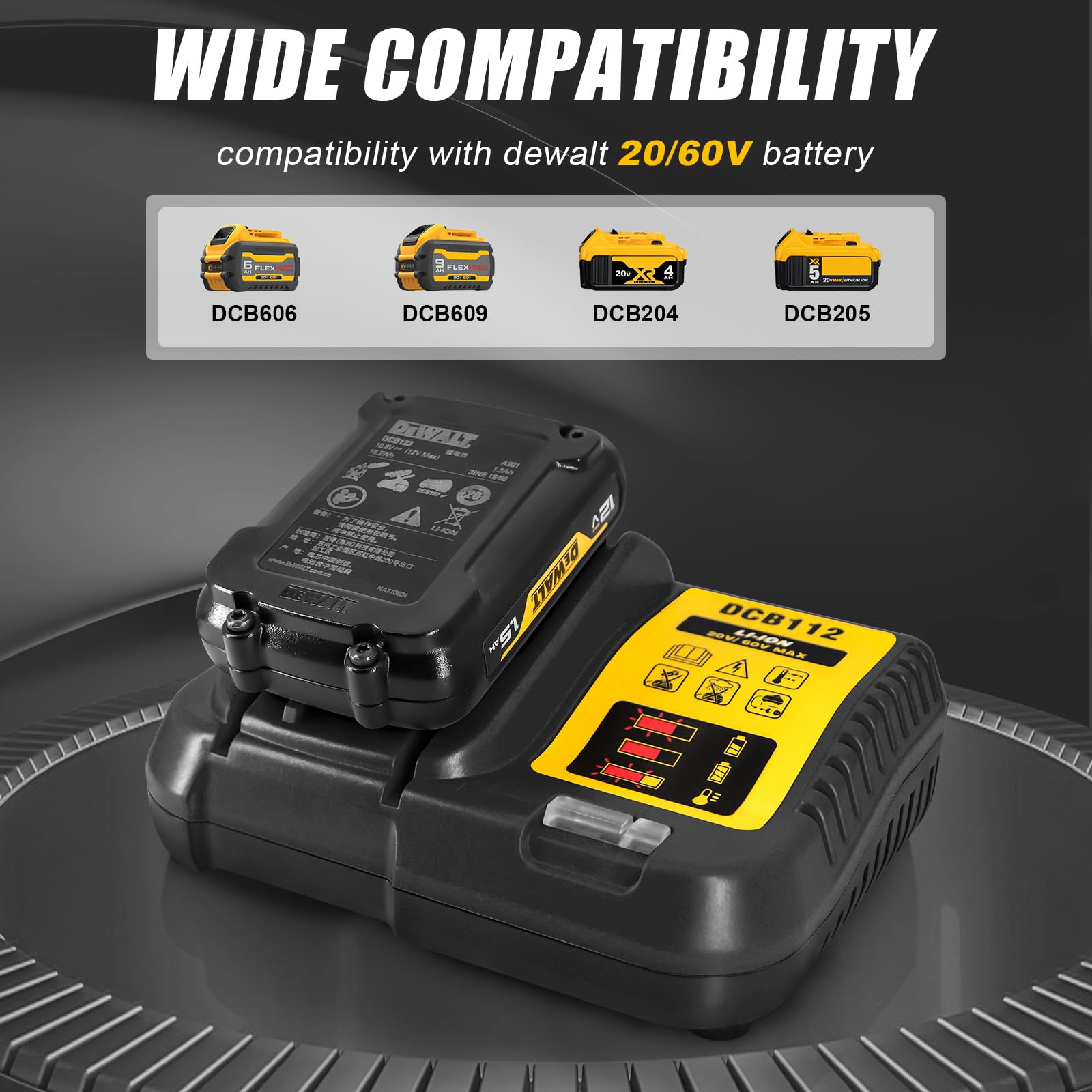 Dcb112 For Dewalt Battery Charger Replacement For Dewalt 12V 20V And 60V Max Lithium Ion Battery Dcb205 Dcb112 Dcb201 Dcb200 Dcb