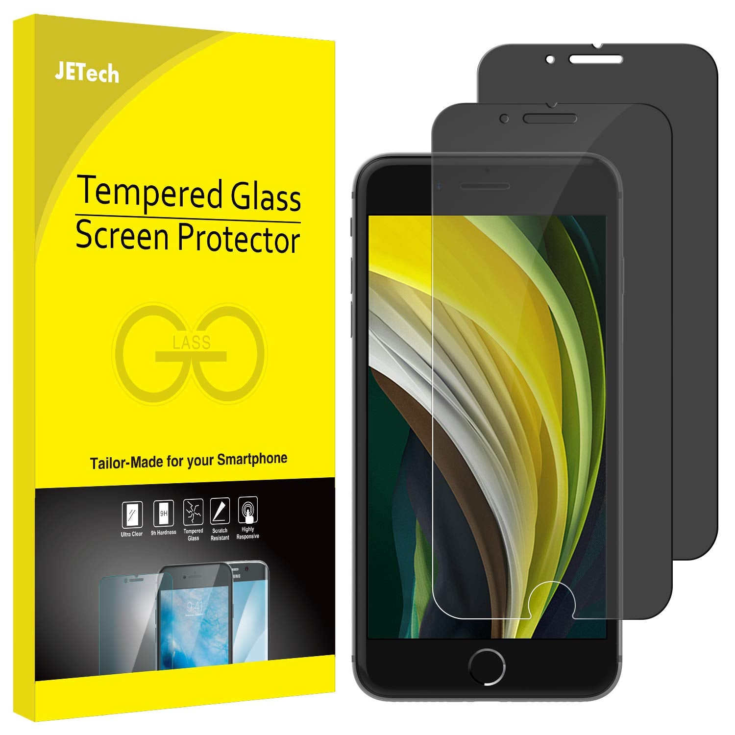 Jetech Privacy Screen Protector For Iphone Se 3/2 (2022/2020 Edition), Iphone 8 And Iphone 7, Anti Spy Tempered Glass Film, 2 Pa