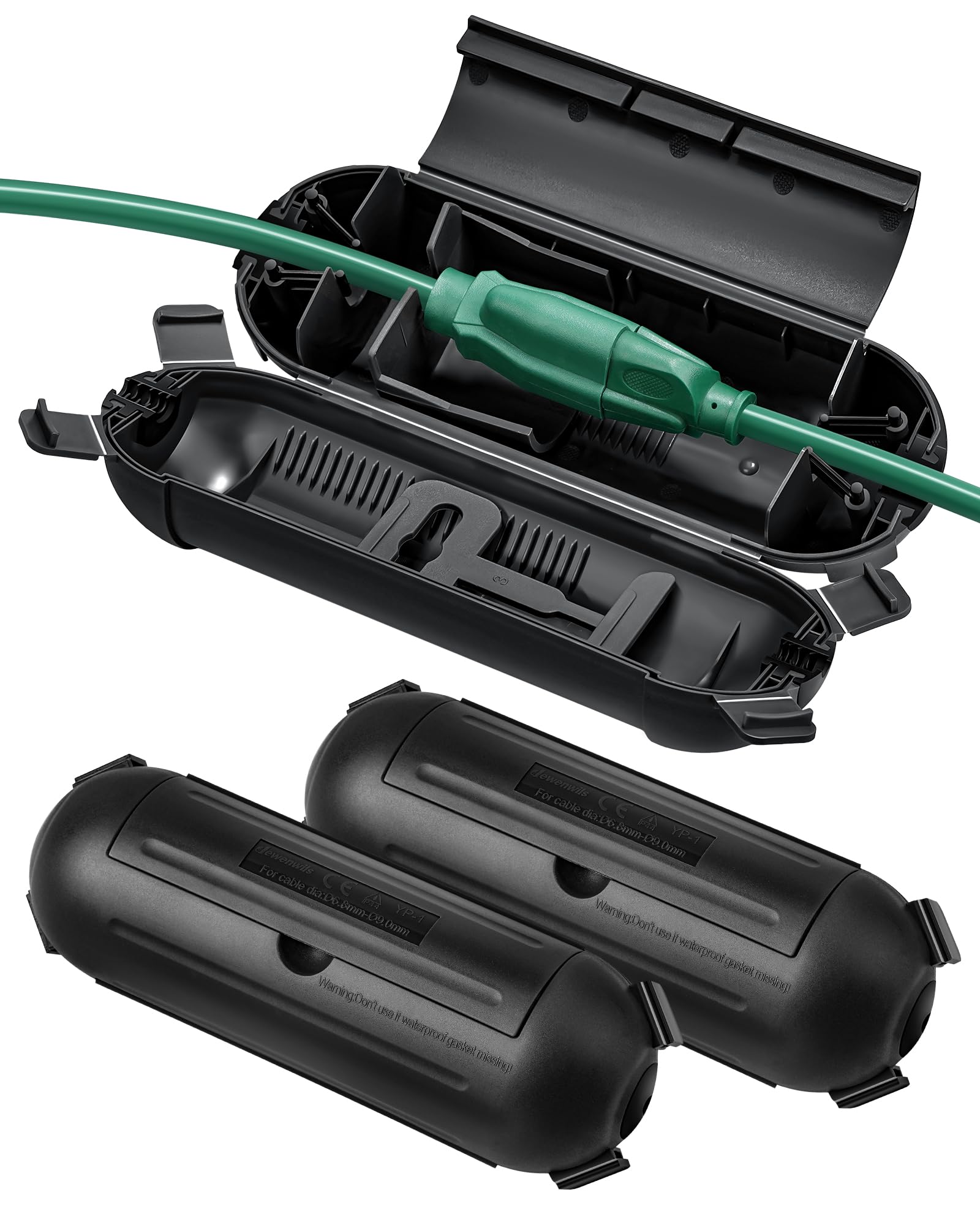 Dewenwils [3Pack] Outdoor Extension Cord Safety Cover, Weatherproof Electrical Connection Box, Adjustable Compartment For Awg 12