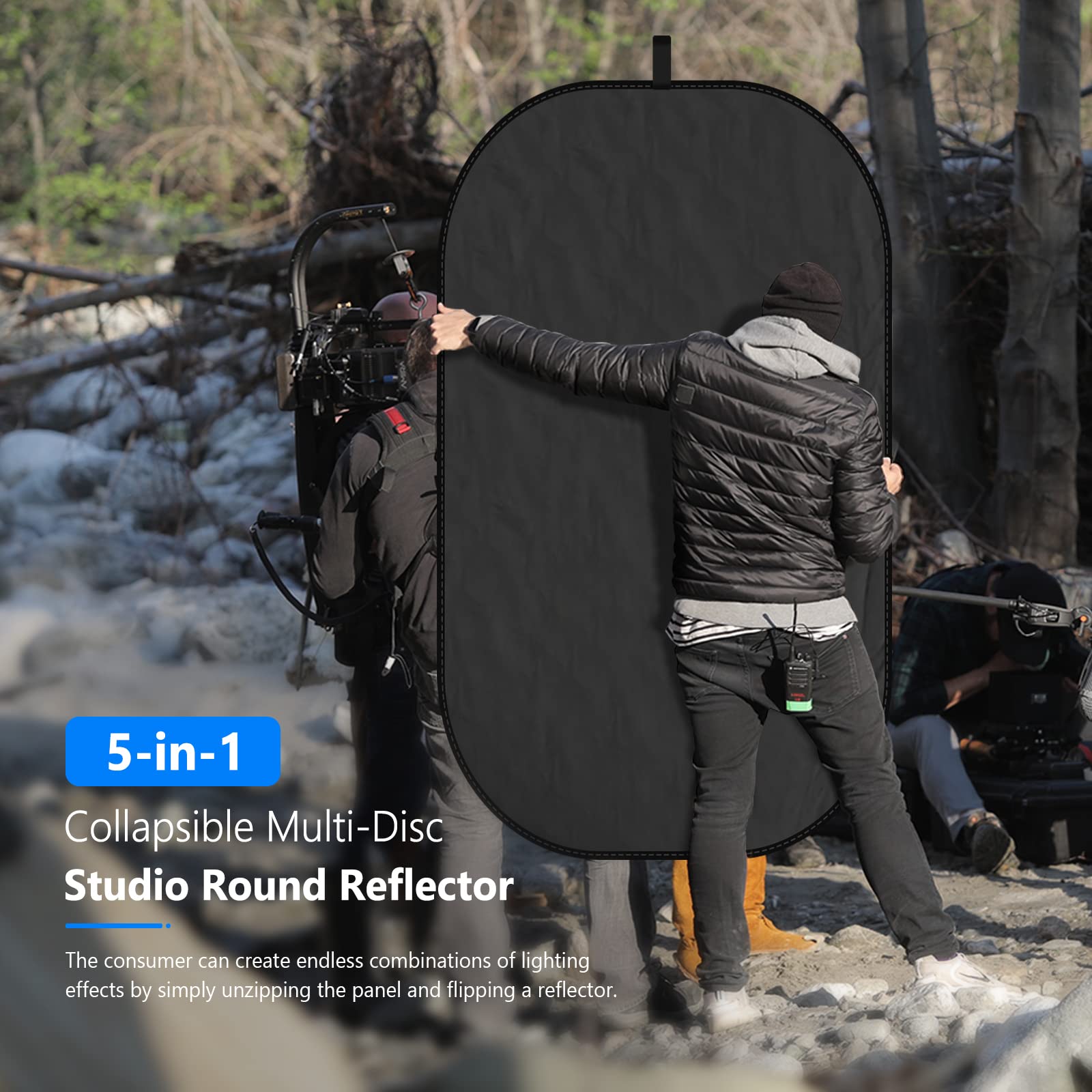 Neewer 47''X71''/120X180Cm Light Reflectors For Photography, Portable 5 In 1 Collapsible Multi Disc With Bag   Translucent, Silv