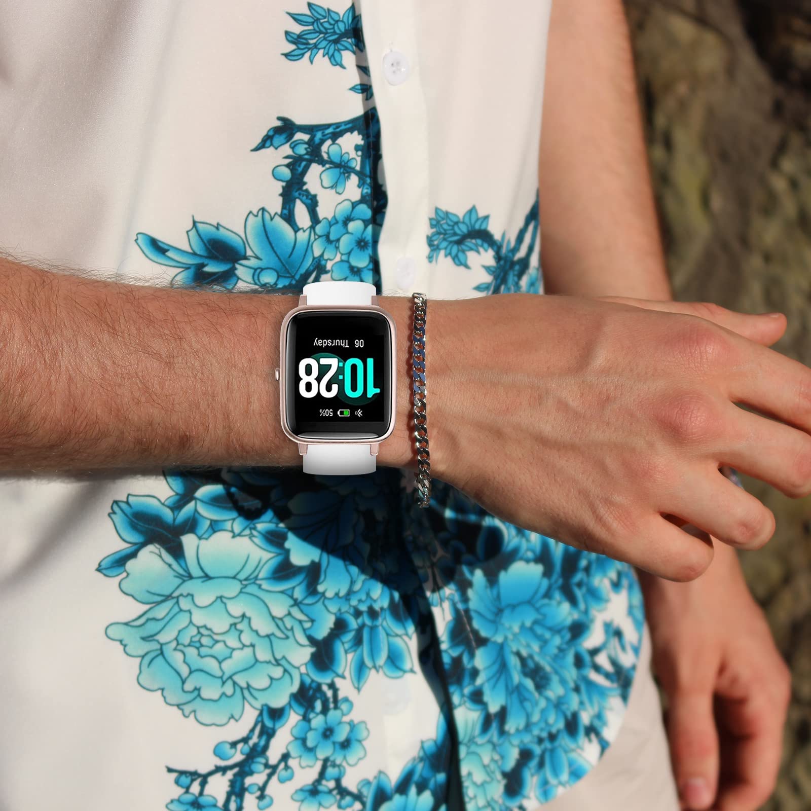 Newjourney 19Mm Adjustable White Silicone Smart Watch Band, Compatible With Id205L, Id205U, Id205S, Id205G, Id216 Veryfitpro Sma