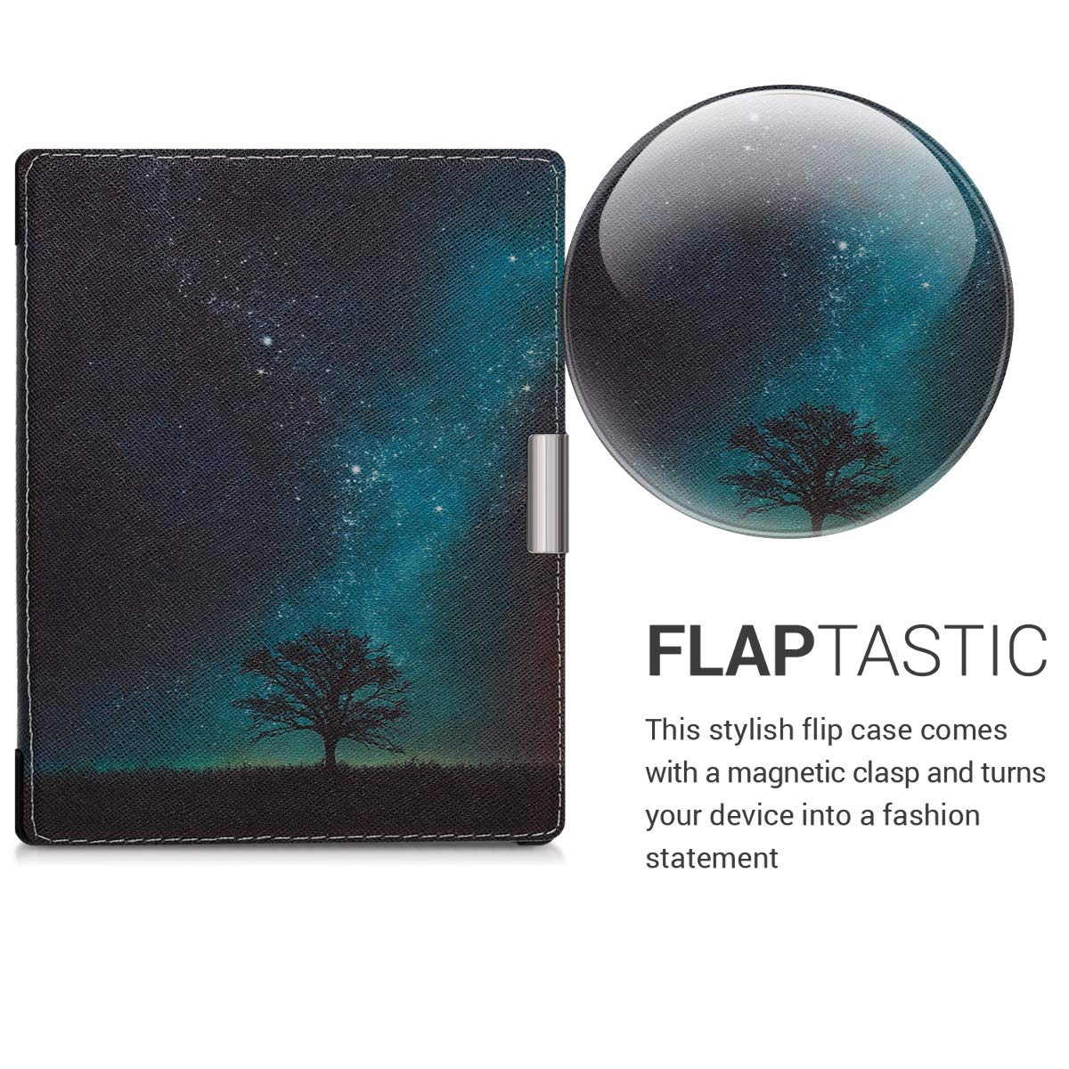 Kwmobile Case Compatible With Kobo Aura Edition 1 Case - Ereader Cover - Cosmic Nature Blue/Grey/Black