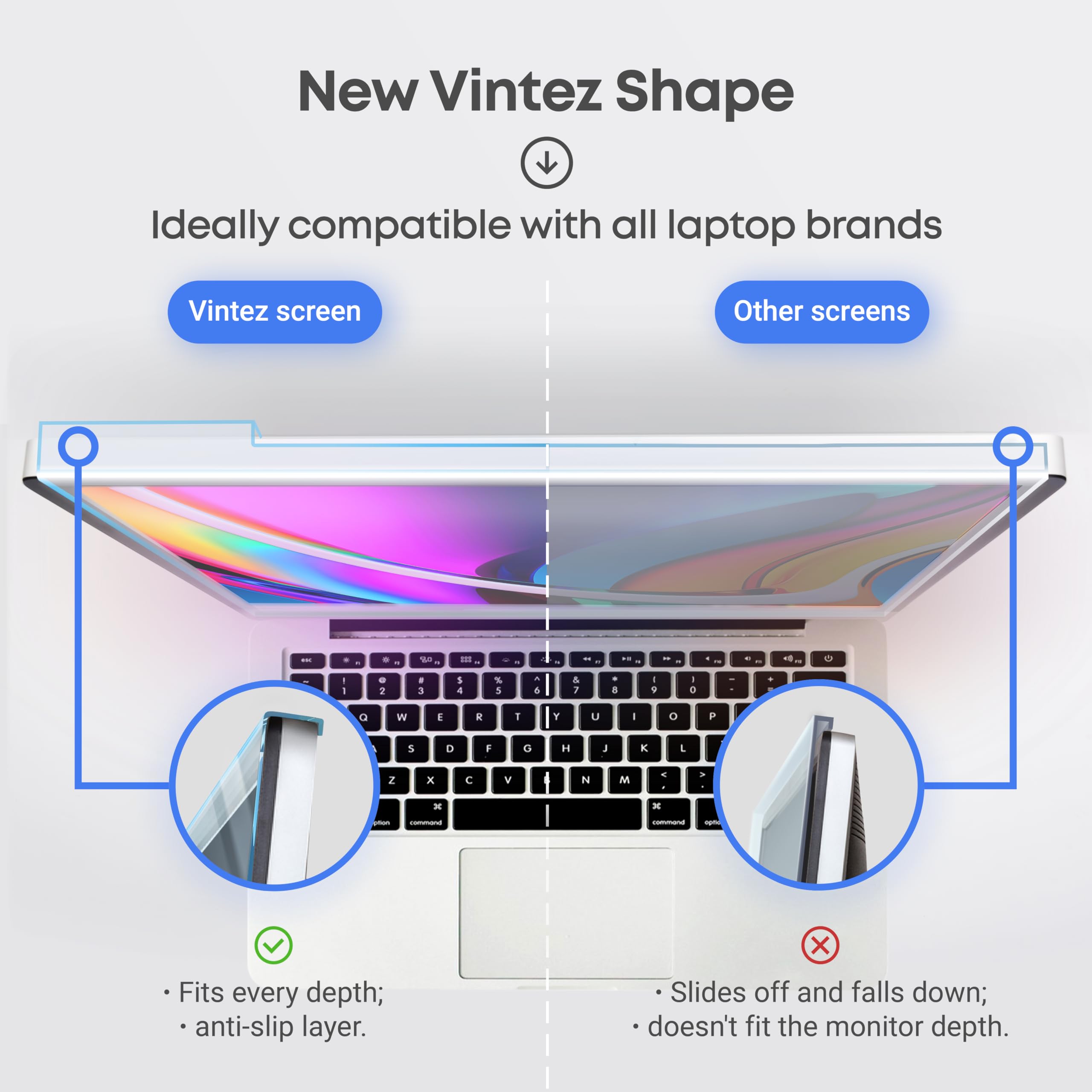 Vintez Blue Light Blocking Screen Protector Panel For 14 Inch Diagonal Pc Anti Uv Eye Protection Filter Film   Widescreen Laptop