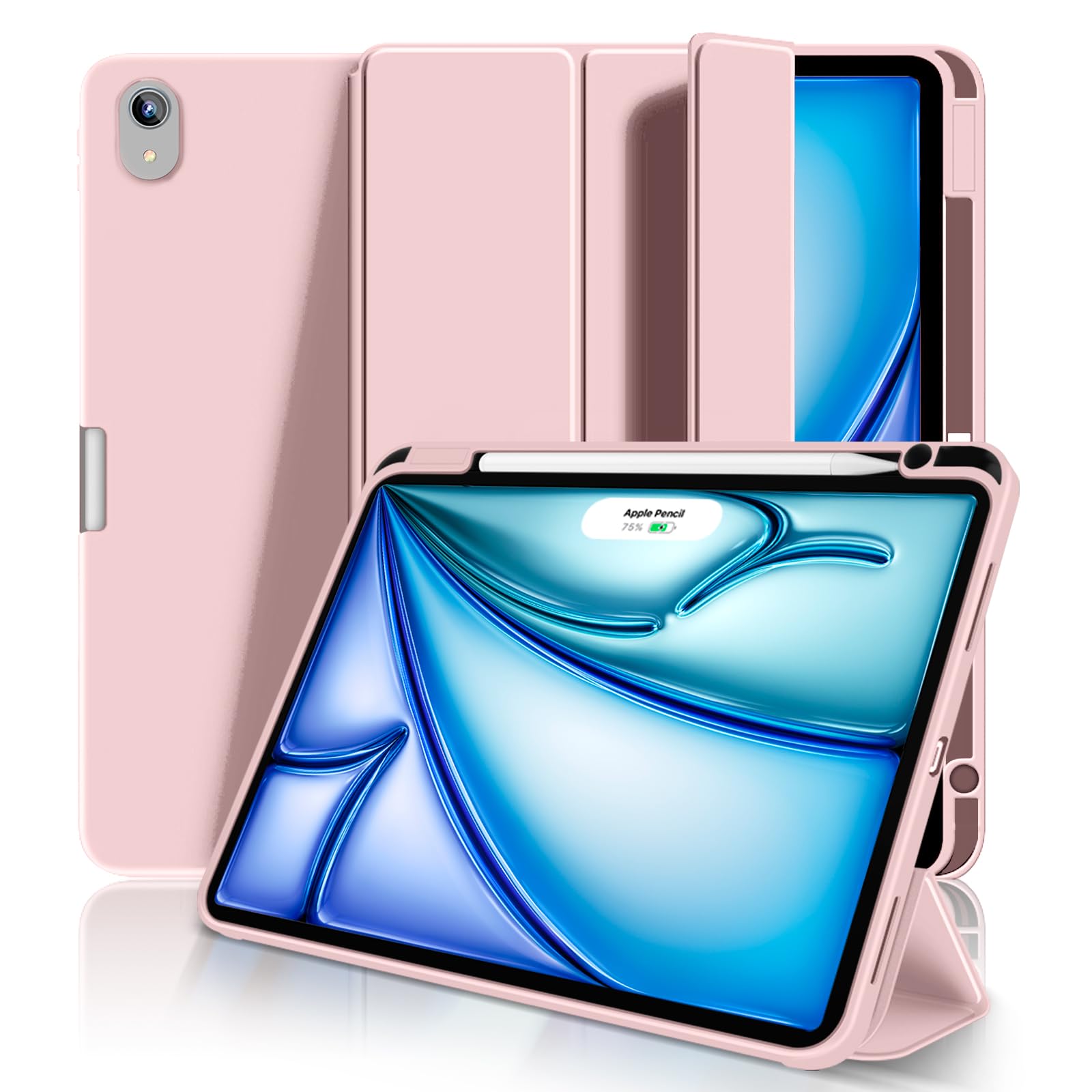 Aoub Case For Ipad Air 11 Inch M2 (2024), Ipad Air 5Th/4Th Generation (2022/2020) 10.9 Inch Case With Pencil Holder, Trifold Sta