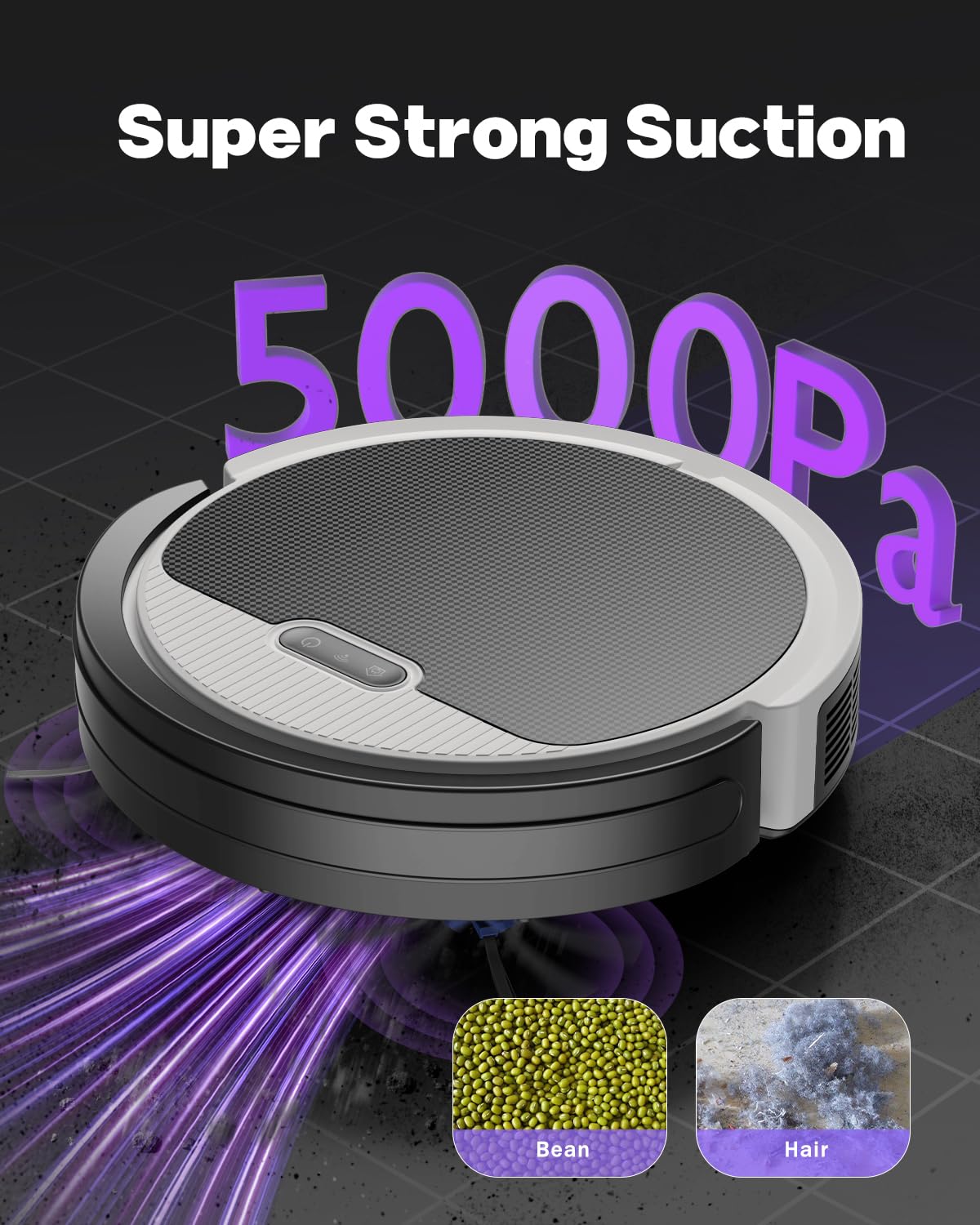 Pureatic V3 2 In 1 Robot Vacuum And Mop Combo?5000Pa Suction, Works With 2.4G Wifi/Alexa/App/Remote Control, Schedule Cleaning,