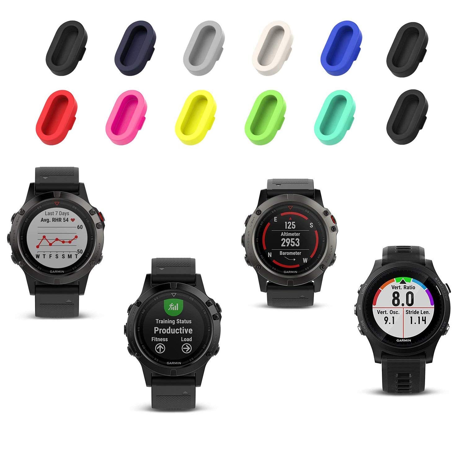 Kelifang Dust Plug 10 Pack Garmin Fenix 7/7S/7X Solar/5/5S/5X/6/6S/6X/6Pro/6Spro/6Xpro, Silicone Anti Dust Cap Charger Port Prot