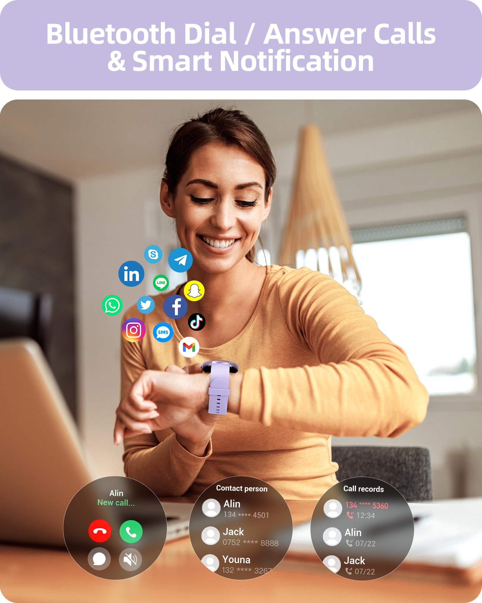 Parsonver Smart Watch(Answer/Make Calls), Smartwatch For Women Ip68 Waterproof, 100+ Sport Modes Fitness Activity Tracker Heart