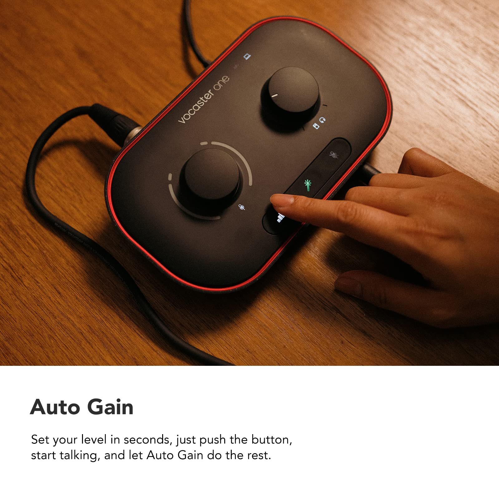 Focusrite Vocaster One   Podcasting Interface For Recording As A Solo Creator. Use Auto Gain, Enhance, And Mute For Easy Podcast