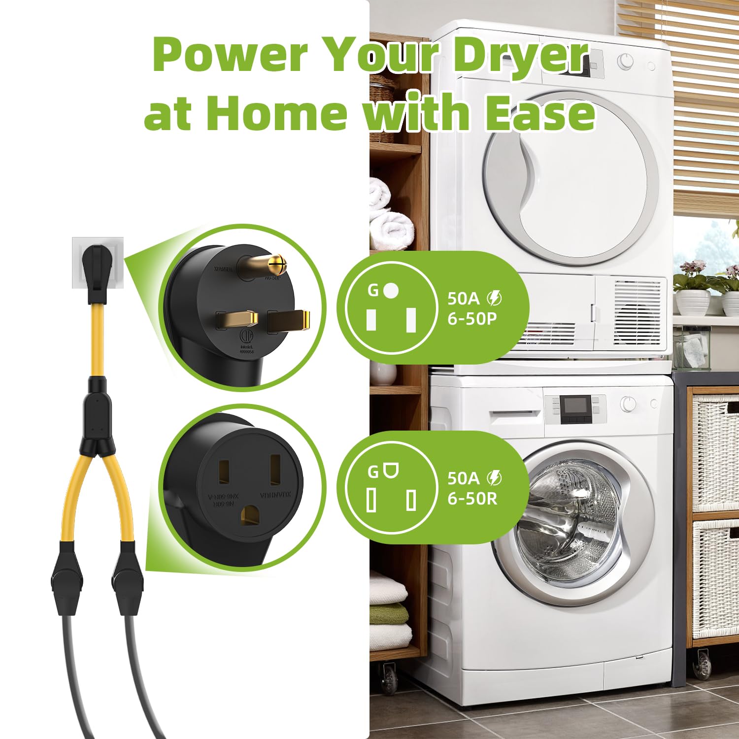 Portvoi Welder 50A Splitter, 6 Gauge 240V Splitter Industrial Male Plug Nema 6 50P To (2) 6 50R Female Connectors, Nema 6 50 Spl