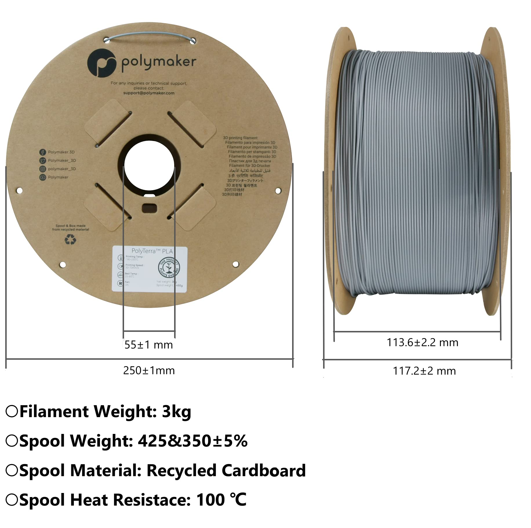 Polymaker 3Kg Petg Filament 1.75Mm, Strong Petg 3D Printer Filament Black   Polylite Petg 3D Printing Filament, Cost Effective L