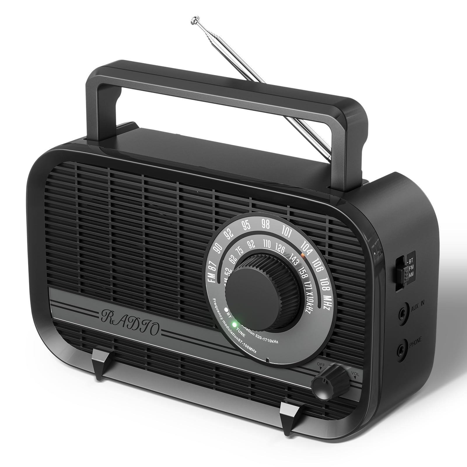 Audiocrazy Am Fm Radio Plug In Wall Or Battery Operated Radio With Best Reception,Portable Radio With Bluetooth,Transistor Radio