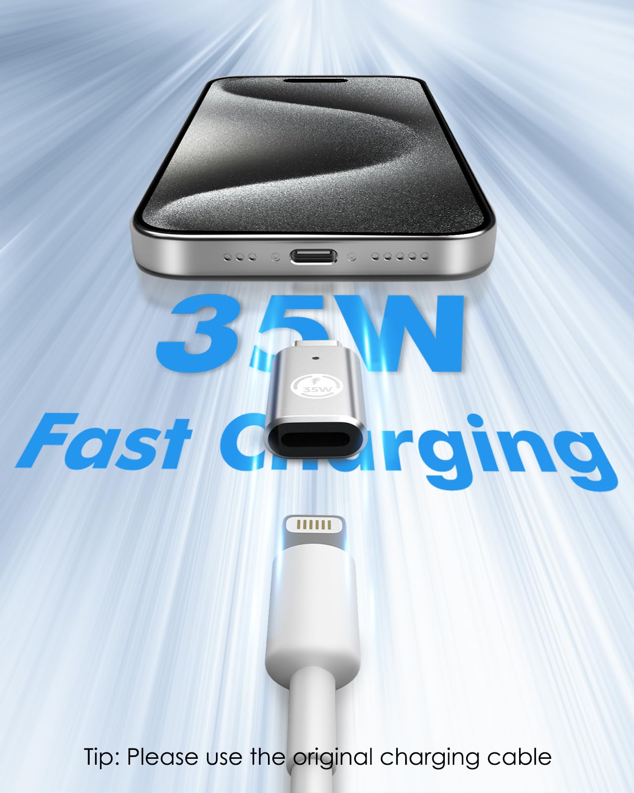 MoKo Lightning Female to USB C Male Adapter 2Pack,Lightning USB C Adaptor for iPhone 15/16 Pro/16 Pro Max/Plus,Galaxy S24,iPad, iPhone to USB C Adapter for Fast Charging, NOT for Headphone, Silver 35W