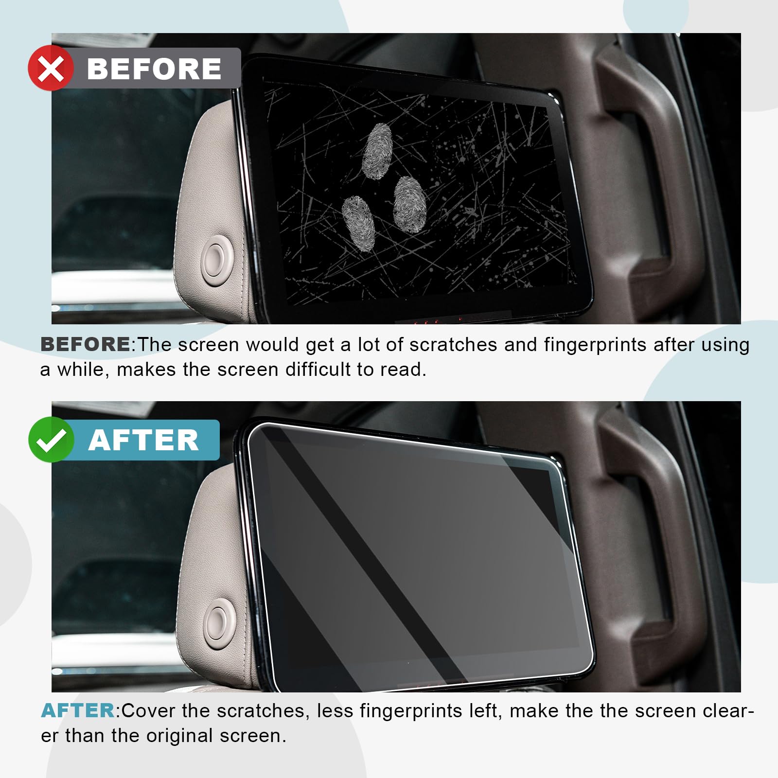 Cdefg 2Pcs For 2021 2025 Chevy Tahoe Suburban Gmc Yukon Screen Protector For 2021 2025 Tahoe Suburban Yukon Escalade 12.6In Rear Seat Screen Cover 2021 2025 Tahoe Suburban Yukon Escalade Accessory