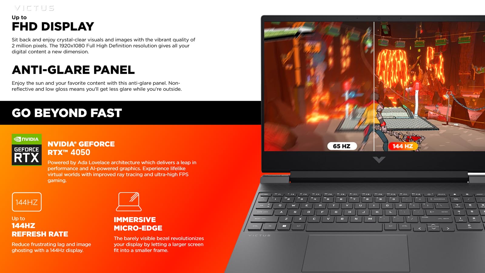 Hp Victus Gaming Laptop, 15.6-Inch Fhd Ips 144Hz, Amd Ryzen 5-8645Hs, Nvidia Geforce Rtx 4050, Wi-Fi 6, Backlit Kb, Win11 Home,