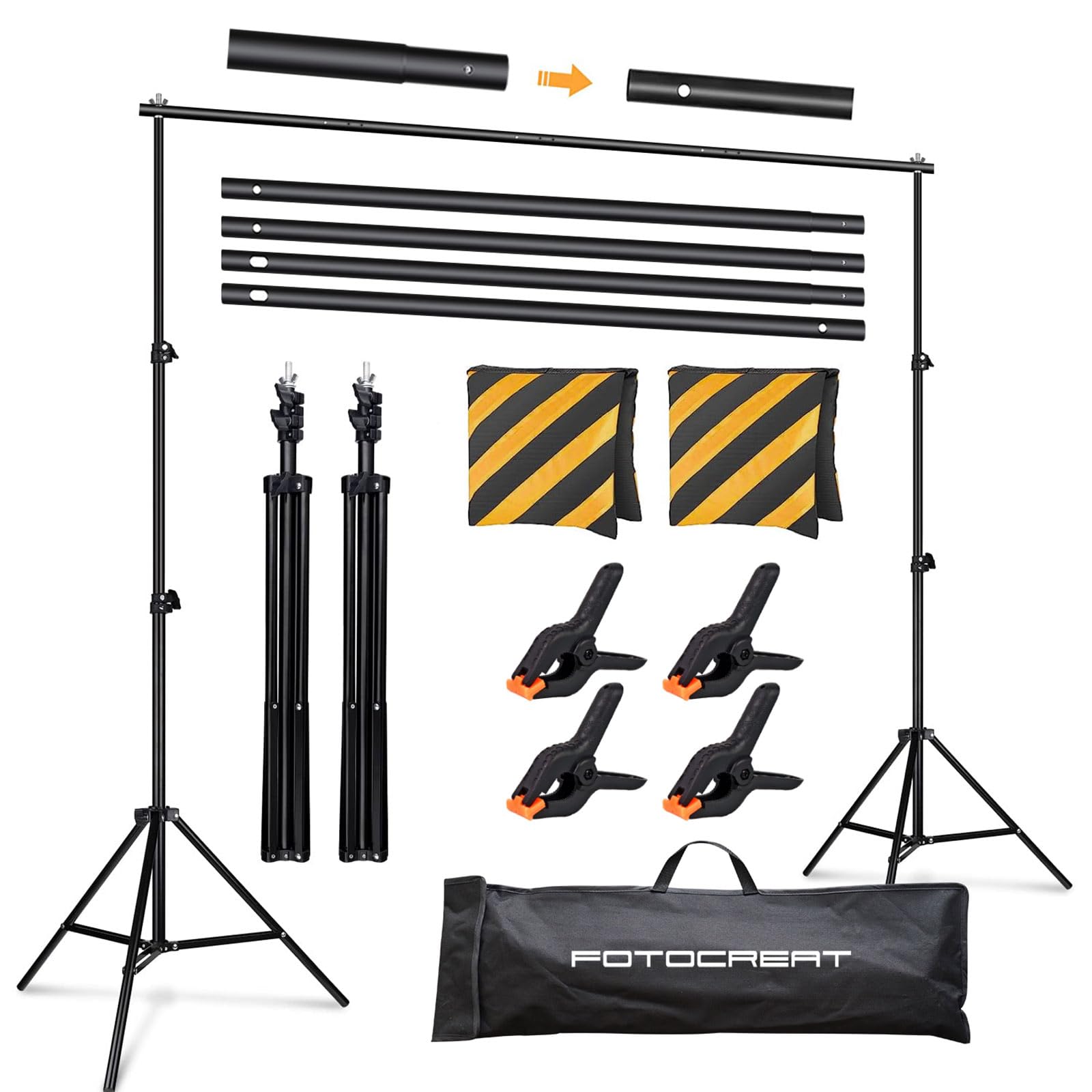 Fotocreat Backdrop Stand Kit 8.5X10Ft,Adjustable Photo Video Studio Background Stand Backdrop Support System For Wedding Parties