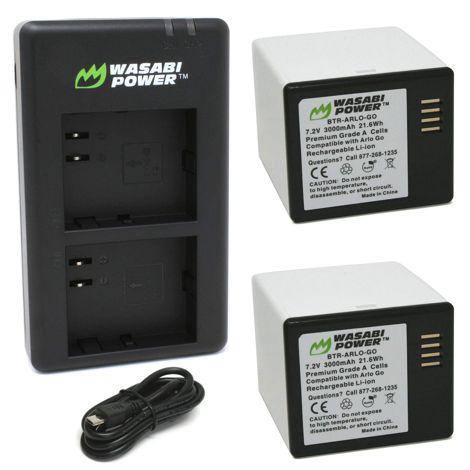 Wasabi Power Battery (2 Pack) And Dual Charger For Arlo Go (Vma4410 & Vma4400C)