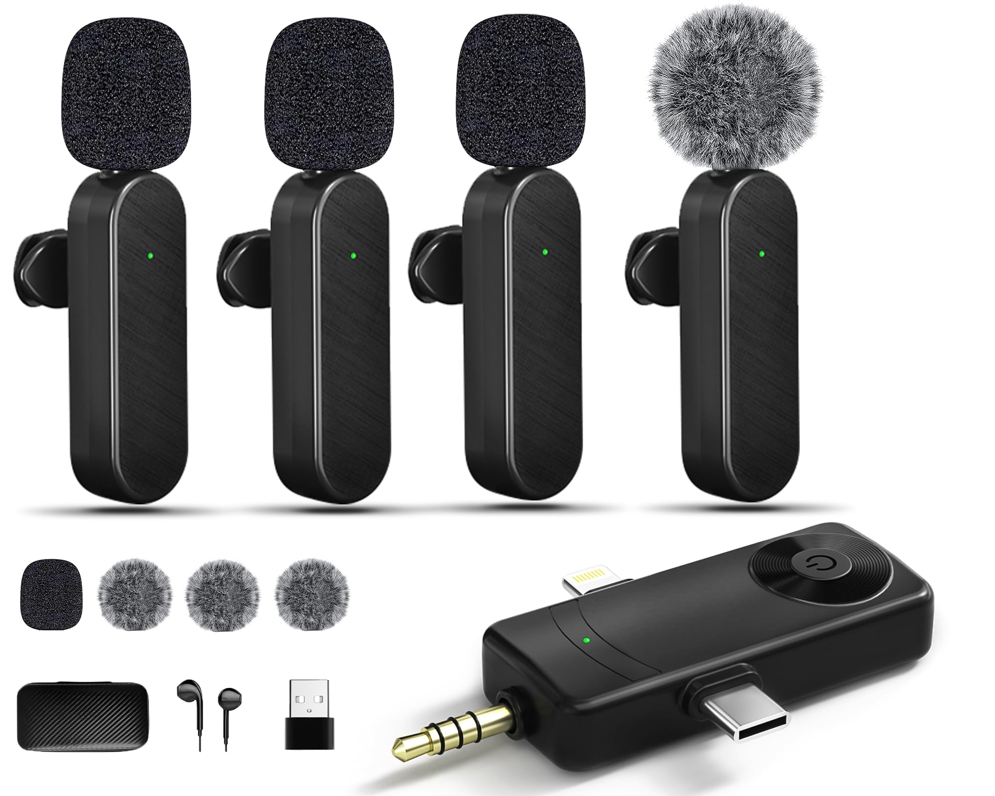 Gicorino Wireless Lavalier Microphones Compatible for iPhone, Android Phone, Camera, Computer, Professional Wireless Mini Microp