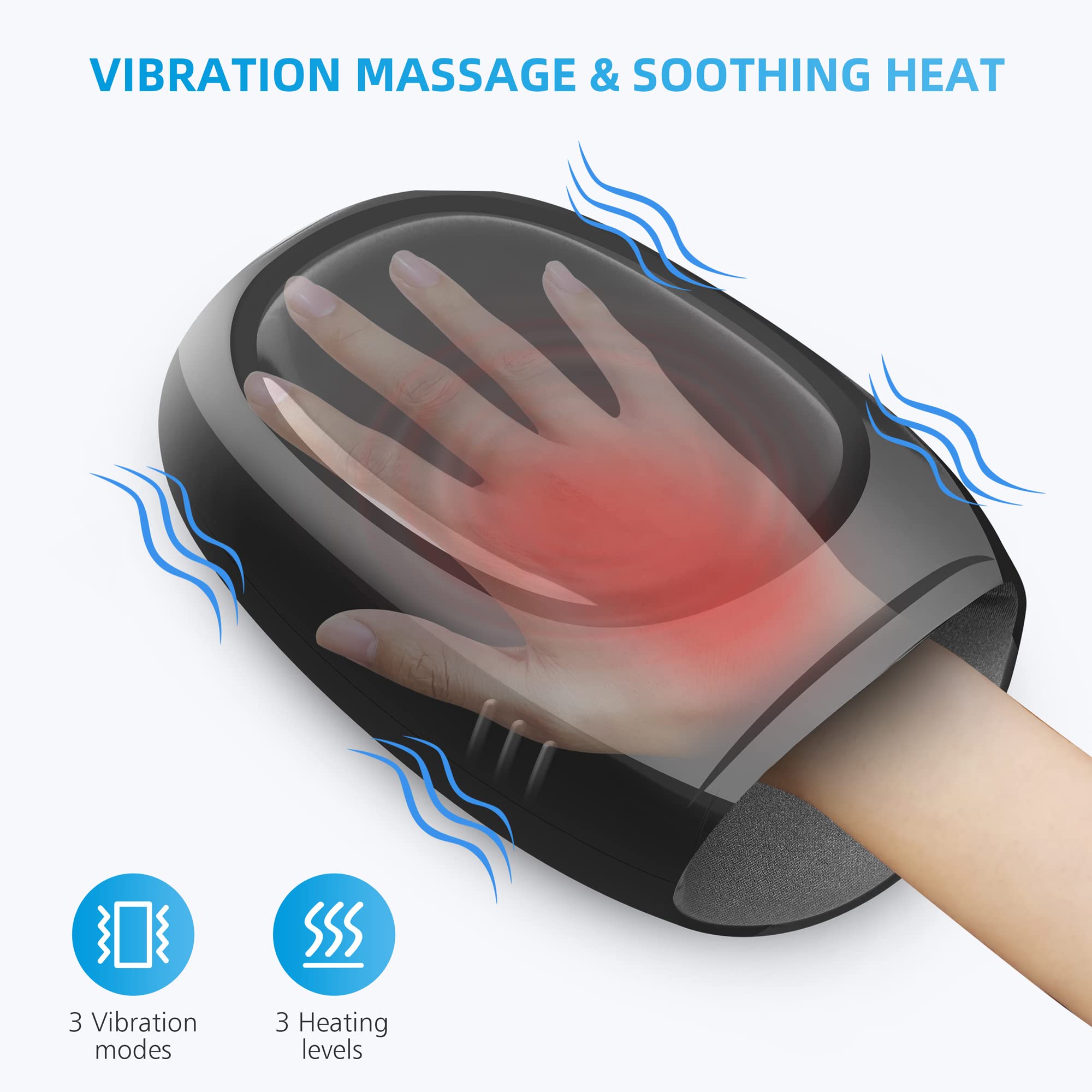 Comfier Hand Massager With Heat And Compression, Fsa Hsa Eligible Cordless Hand Massager With Intelligent App Control For Arthri