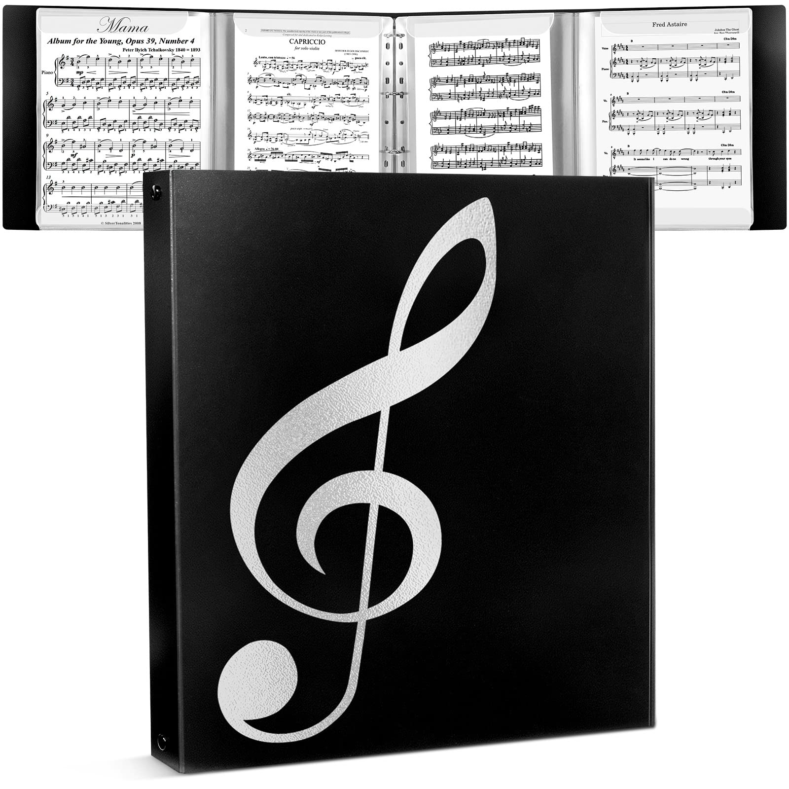 Sheet Music Folder, 8.5     11 Music Binder, 4 Page Expand, 52 Pages Capacity, Writable Choir Folder, Black