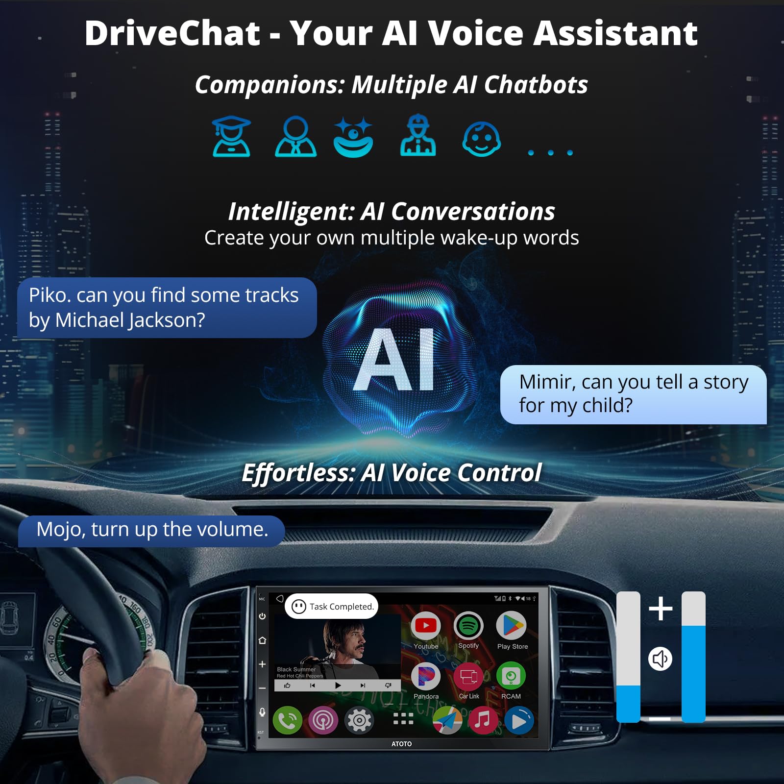 Atoto A6 7'' Double Din Car Stereo Video Receivers, Chatgpt Ai 2G+32G Android Radio Wireless Carplay/Android Auto Touch Screen,