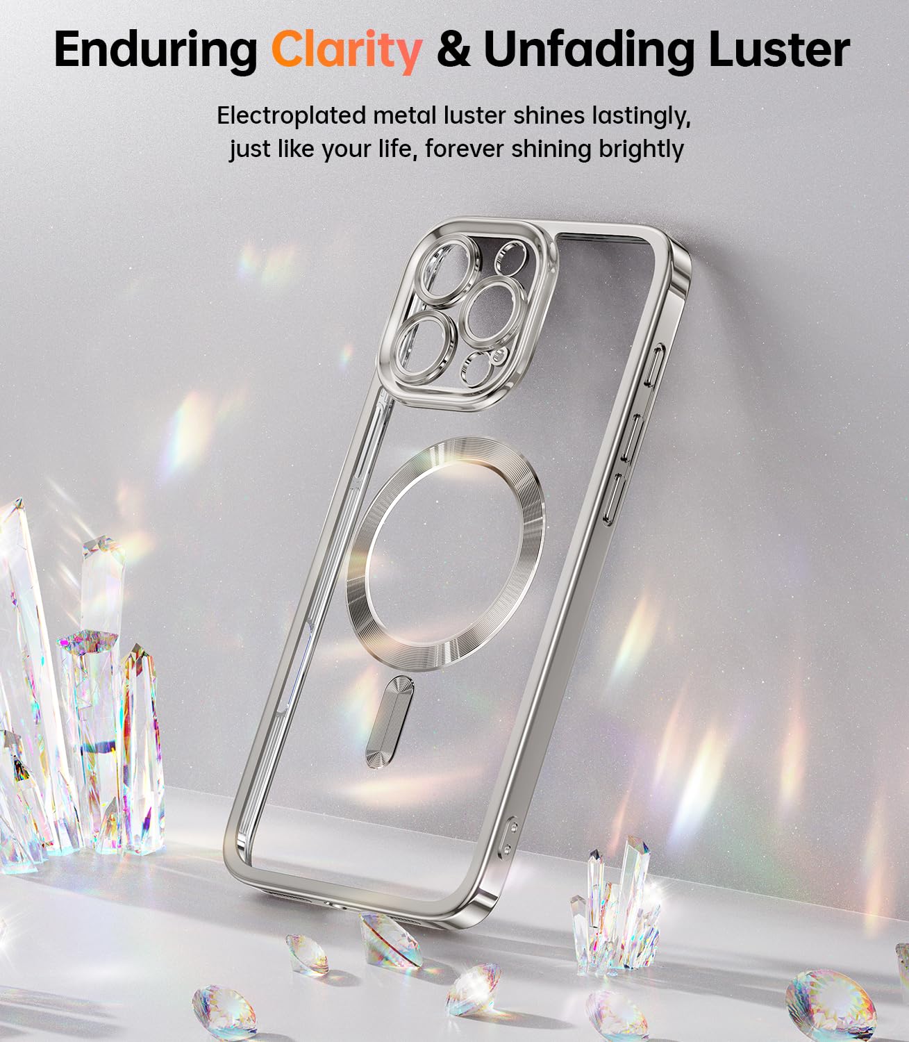 Meifigno Designed For Iphone 16 Pro Case 6.3'', [Glitter Card & Wrist Strap] [Compatible With Magsafe] Full Lens Protection Desi