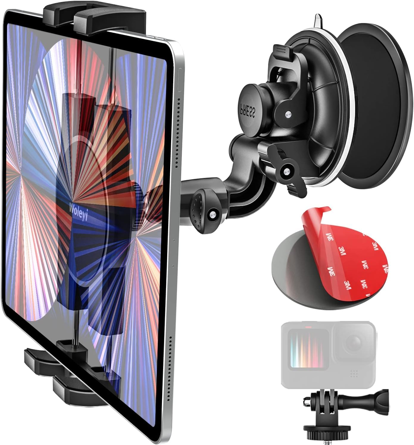 Windshield Car Tablet Holder, Heavy Duty Suction Cup Window Dashboard Tablet Mount For Car/Truck/Vehicle/Suv With 1/4'' Screw Fo