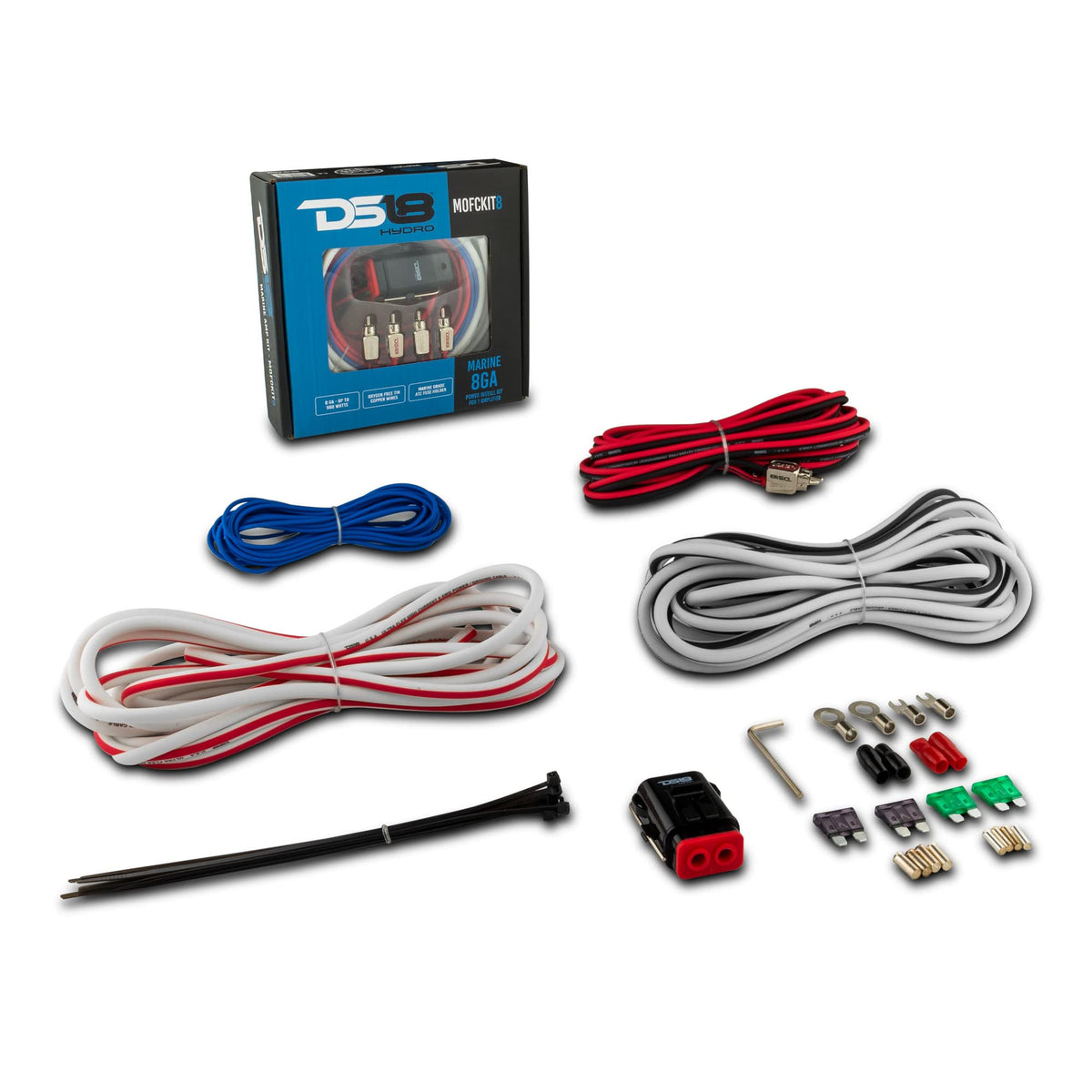 Ds18 Hydro Mofckit8 8 Gauge Marine Tinned Amplifier Installation Wiring Kit   Up To 960 Watts, Ofc 100% Cooper