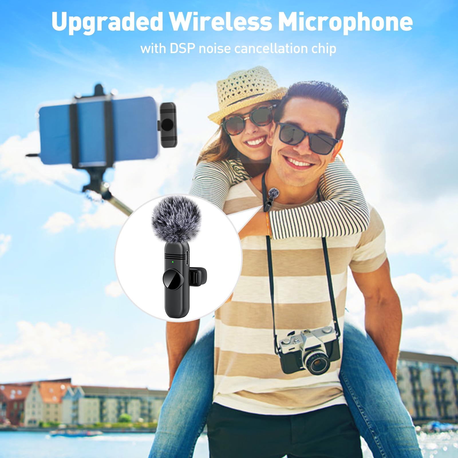 Type C Wireless Lavalier Microphone For Iphone 15,Android And Laptop,Tablet,Pc,Clip On Microphone With Noise Reduction For Video