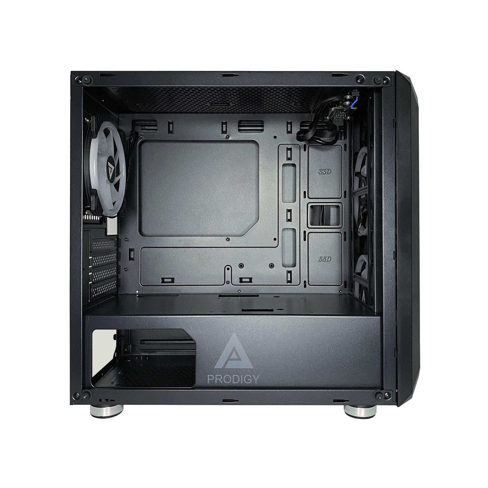 Apevia Prodigy Bk Micro Atx Gaming Case With 1 X Tempered Glass Panel, Top Usb3.0/Usb2.0/Audio Ports, 3 X Rgb Fans, Black Frame