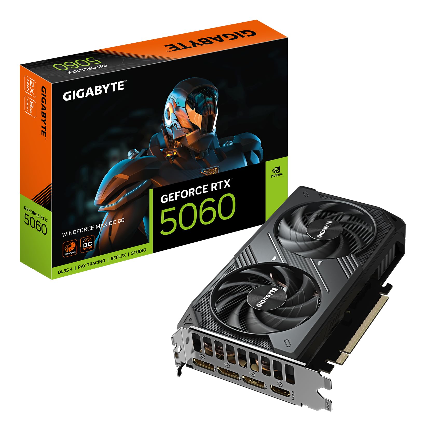 Gigabyte GeForce RTX 5060 WINDFORCE MAX OC 8G Graphics Card - 8GB GDDR7, 128Bit, PCI-E 5.0, 2512MHz Core Frequency, 3x DisplayPo