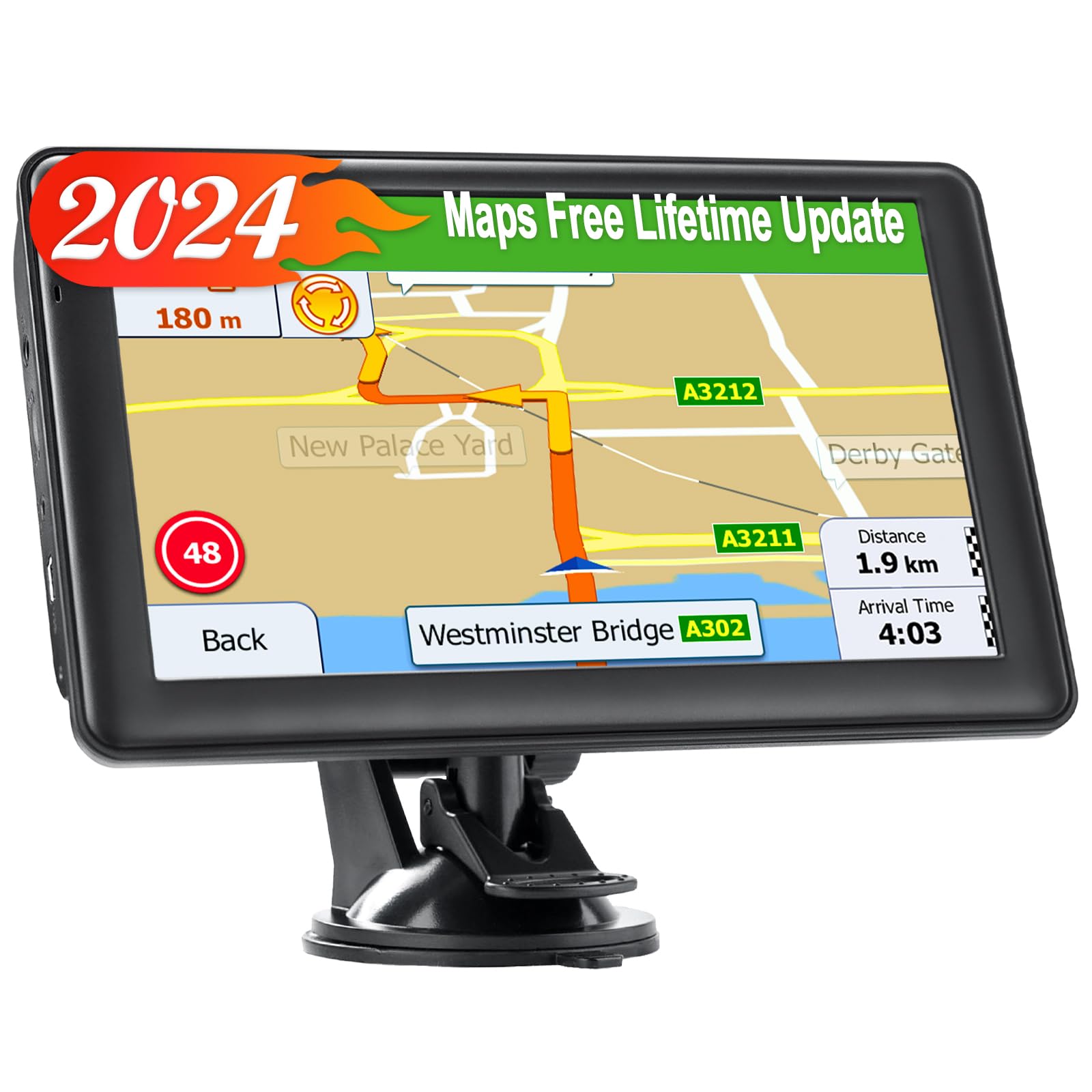 Lovpoi Gps Navigator For Car Truck, Gps Commercial Drivers 2025 Trucker Gps For Semi Truck With 7 In Gps Navigation Systems(Map Free Lifetime Updates), Voice Assist, Speed Limit Warnings