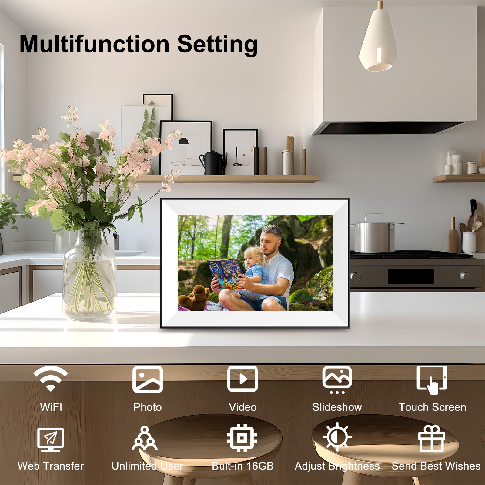 10.1 Inch Wifi Digital Picture Frame,Digital Photo Frame Load Picture And Video From Phone To Electronic Picture Frame, Sd Card,