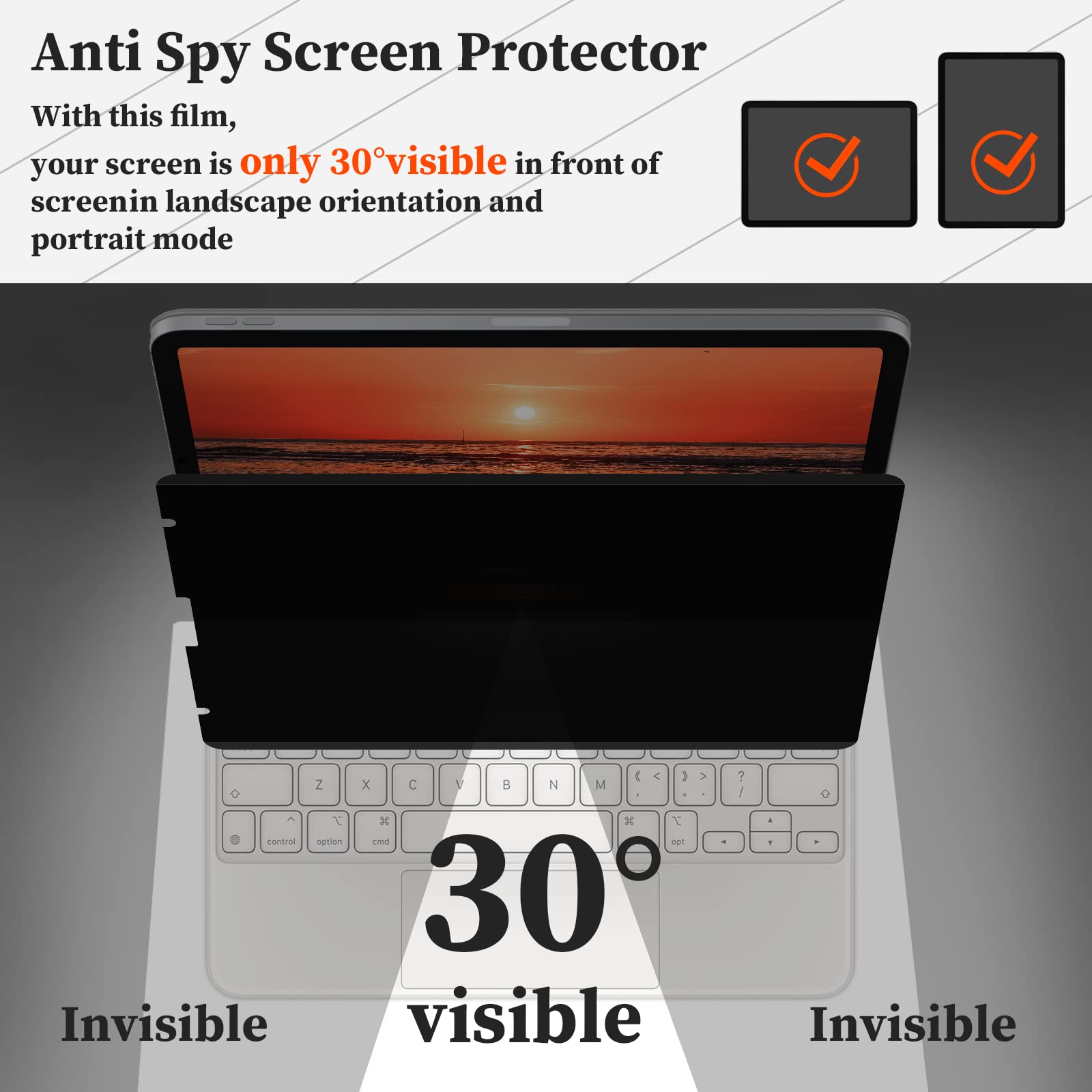 360 Magnetic Privacy Screen Protector For Ipad 10.2'' 9Th/8Th/7Th Gen (2021 2020 2019), Anti Glare Ipad 10.2 Inch Privacy Filter