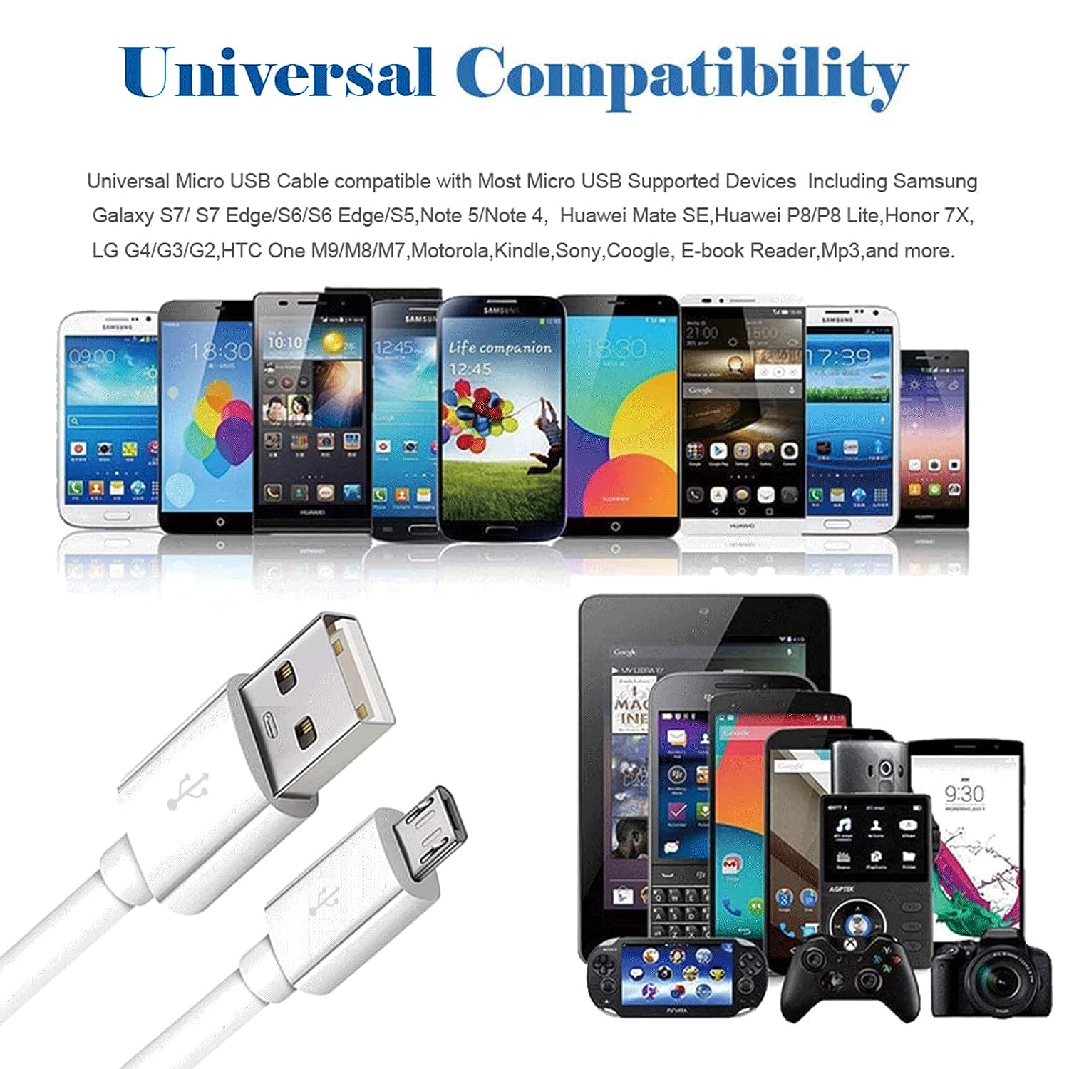 Usb A To Usb Micro Charging Cable, 4 In 1 Multi Charger Cable Micro Usb Splitter Cable 4 Ports Micro Usb 2.0 Male Male Charging