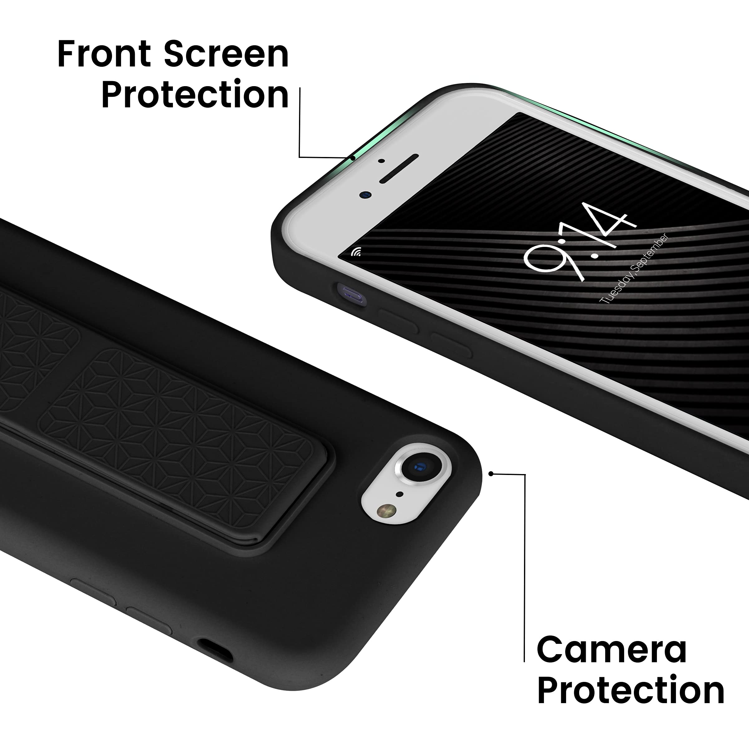 Laudtec Soft Silicone Kickstand Case Compatible With Iphone Se 2022/2020 Case,For Iphone 8 Case,For Iphone 7 Case Stand Hand Str