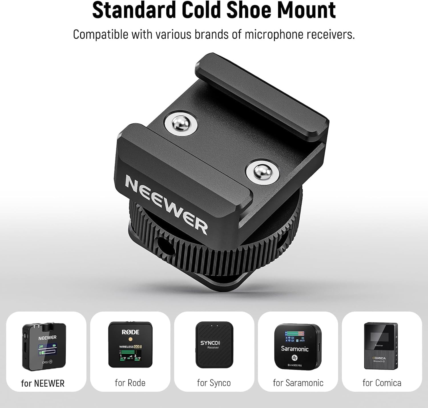Neewer 2Pcs Cold Shoe Mount Adapter Compatible With Dji Hollyland Rode Wireless Lavalier Microphone Receiver, Anti Drop Mic Acce