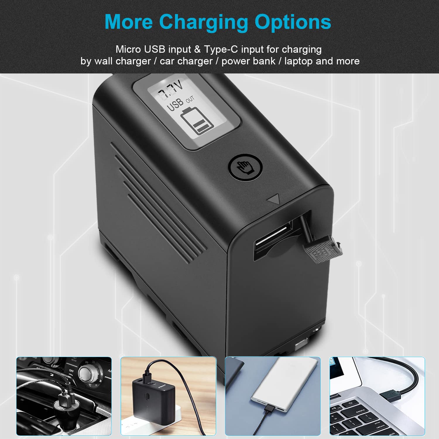 Kunlun 2 Pack Np F970 Battery Replacement For Sony Np F Battery Np F970 Np F975 Np F980 Np F960 Np F770 Np F750 Np F550 And Sony Handycam Camcorders, Lcd Display, Pack With Micro Usb Cable