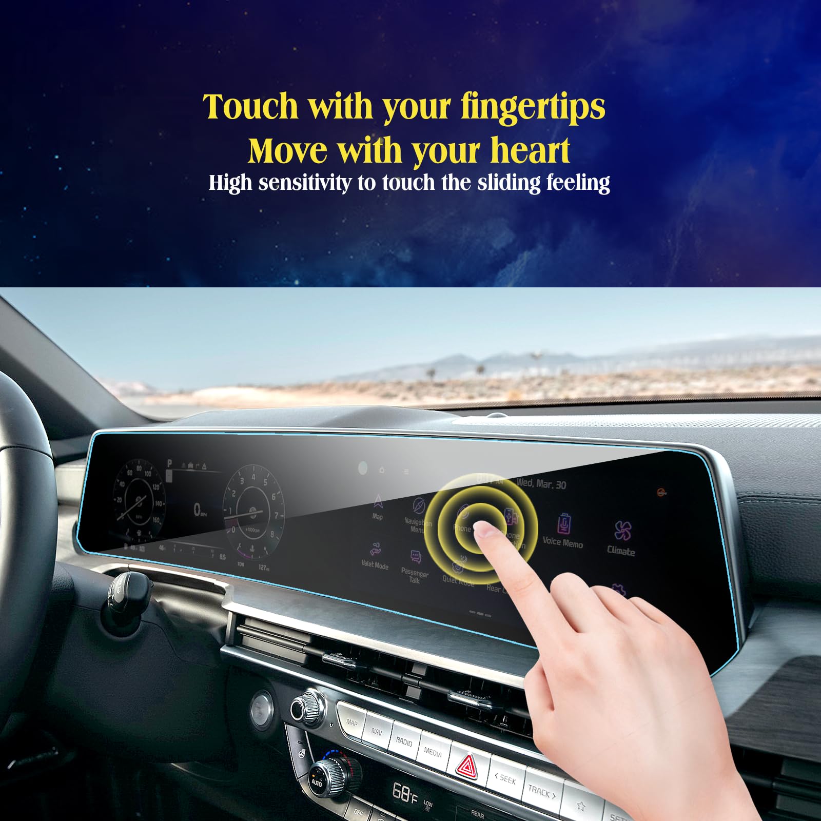 Eueky 4Pcs Compatible With 2024 Kia Telluride Screen Protector 2025 2024 Kia Telluride Lx S Ex Sx Sx Prestige Dual 12.3Inch Disp