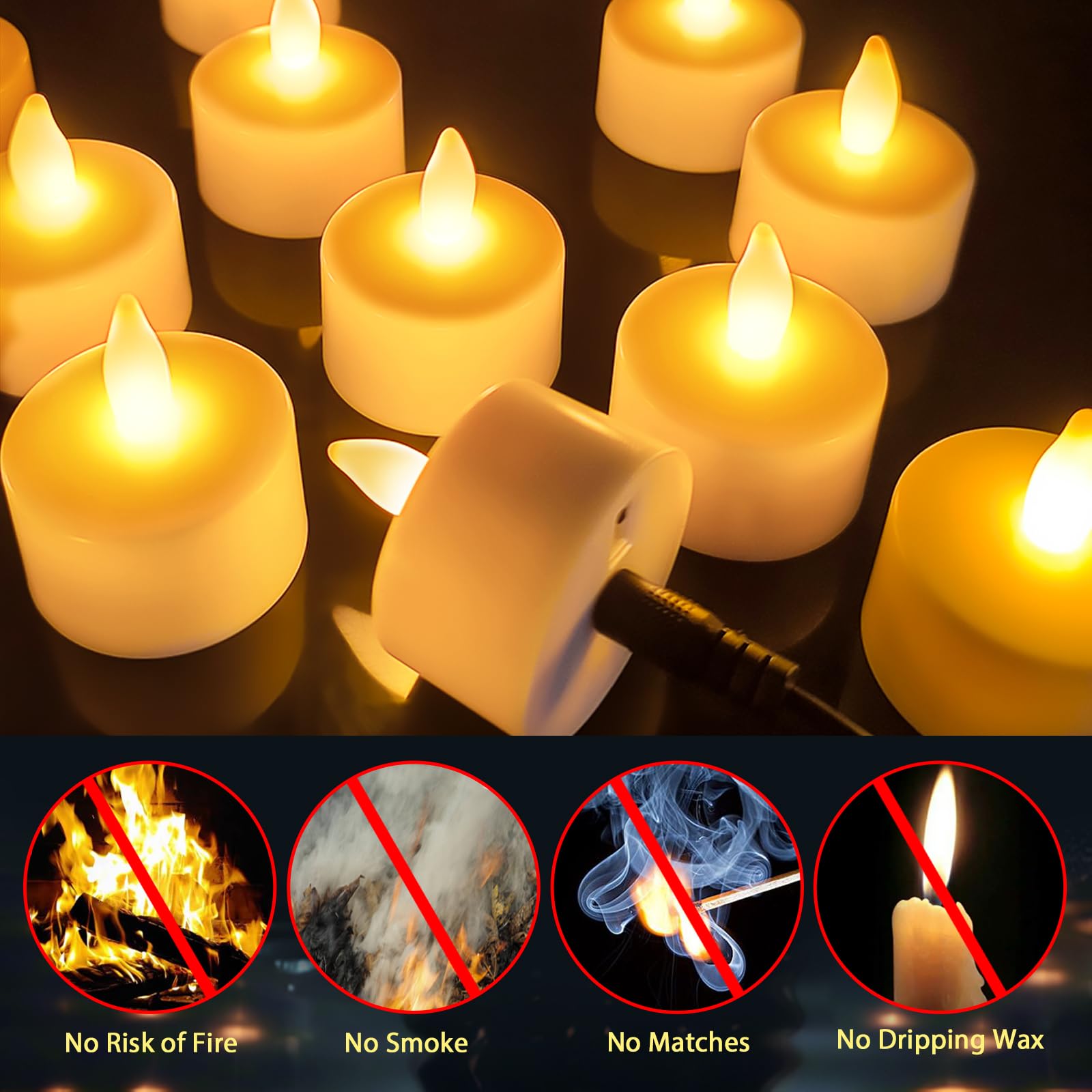 Hl Rechargeable Battery Candles With Remote Timer, 6Pcs 50+Hours Rechargeable Tea Lights Candle, Led Votive Tea Lights Candles Y
