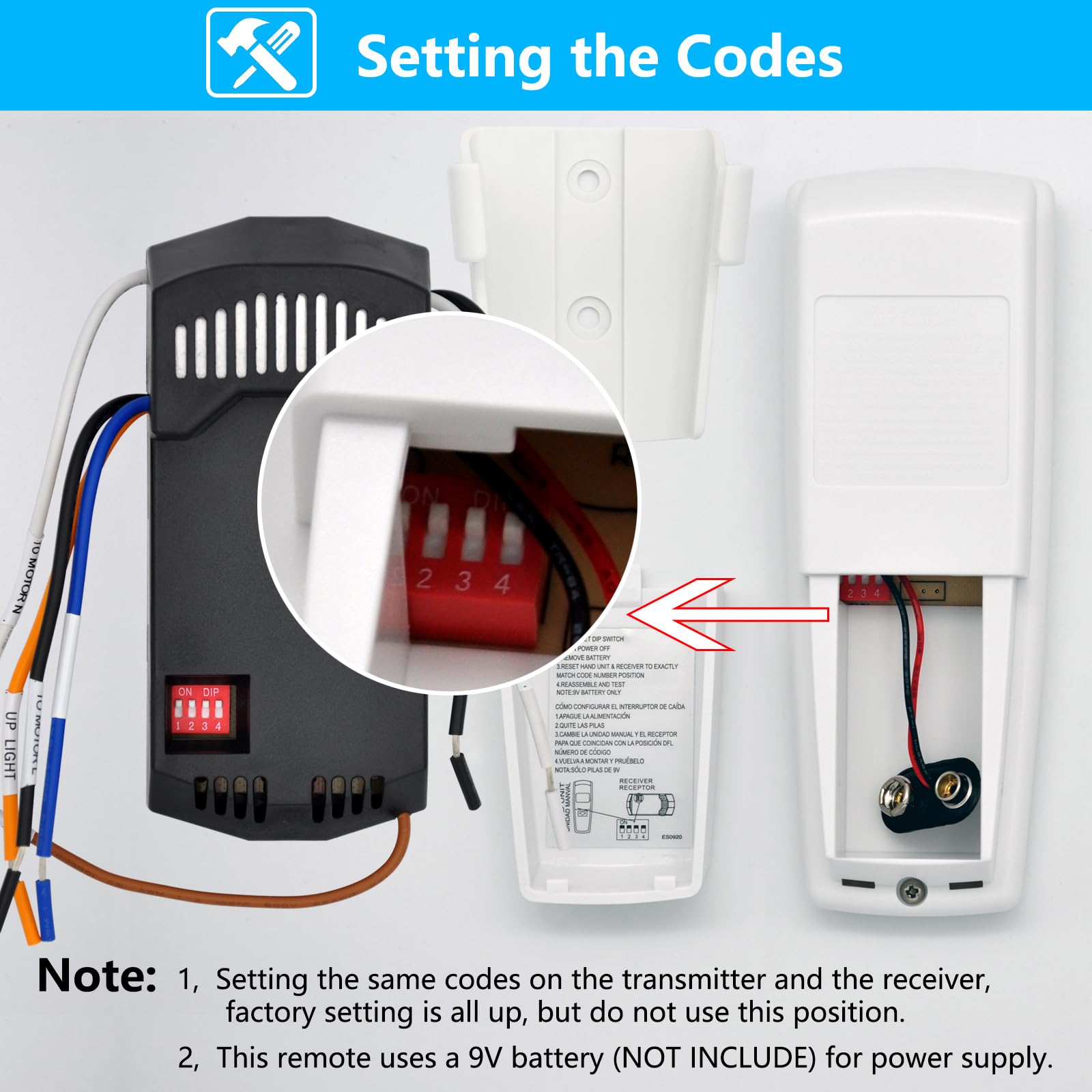 Universal Ceiling Fan Remote Control Kit With Up Down Light Controls Replacement For Hampton Bay Hunter Harbor Breeze,W/Receiver