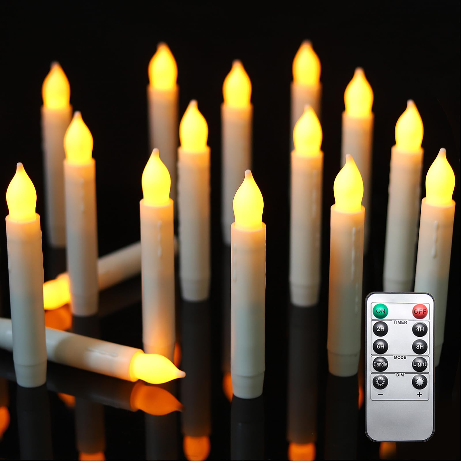 Mumchasi Flameless Candles With Remote, Battery Operated Candlesticks, Led Taper Candles With Timer, Flickering Electric Candles