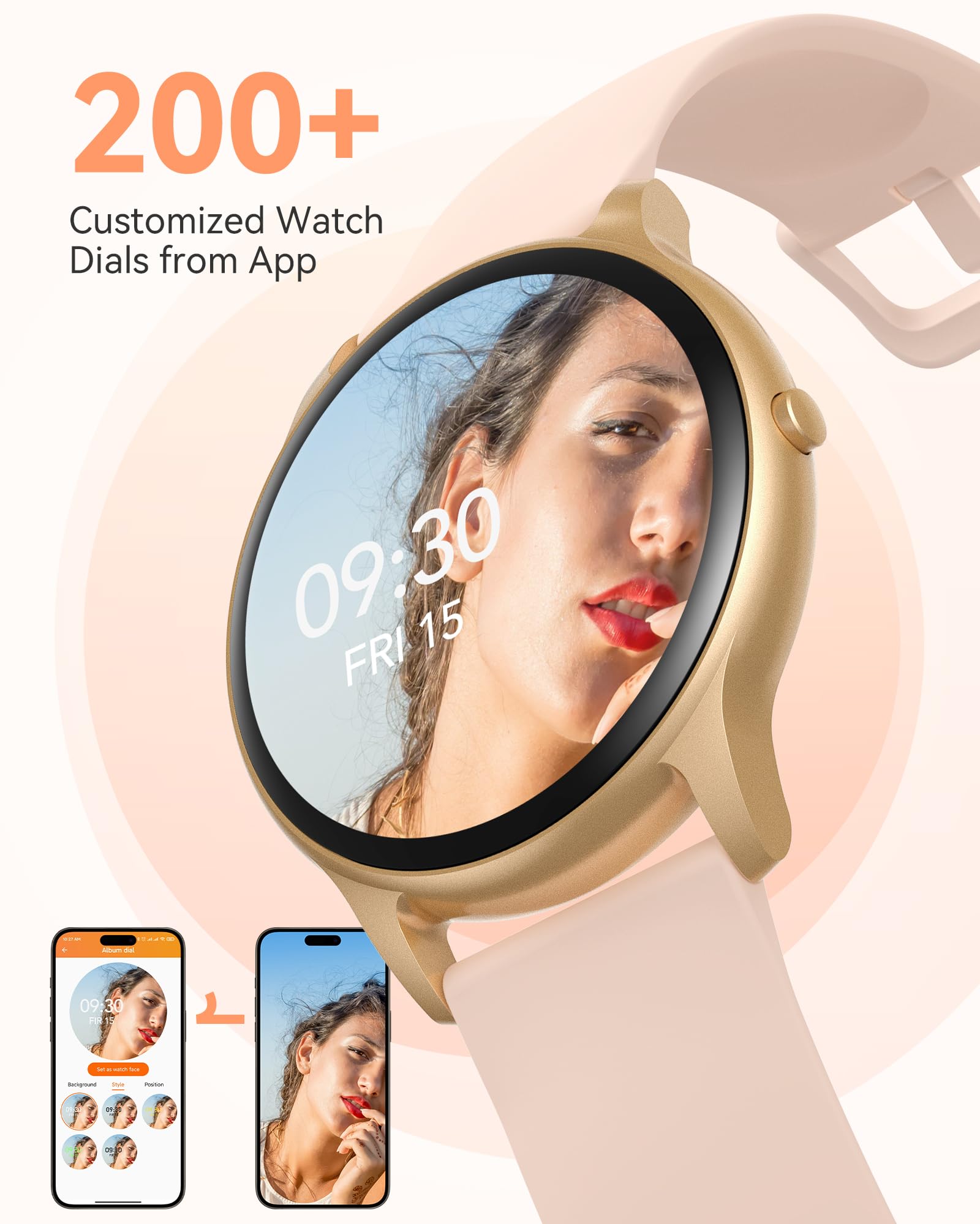 Agptek Smart Watch For Women, 5Atm Waterproof Smartwatch For Android And Ios Phones, Fitness Tracker Watch With 100+ Sports Mode