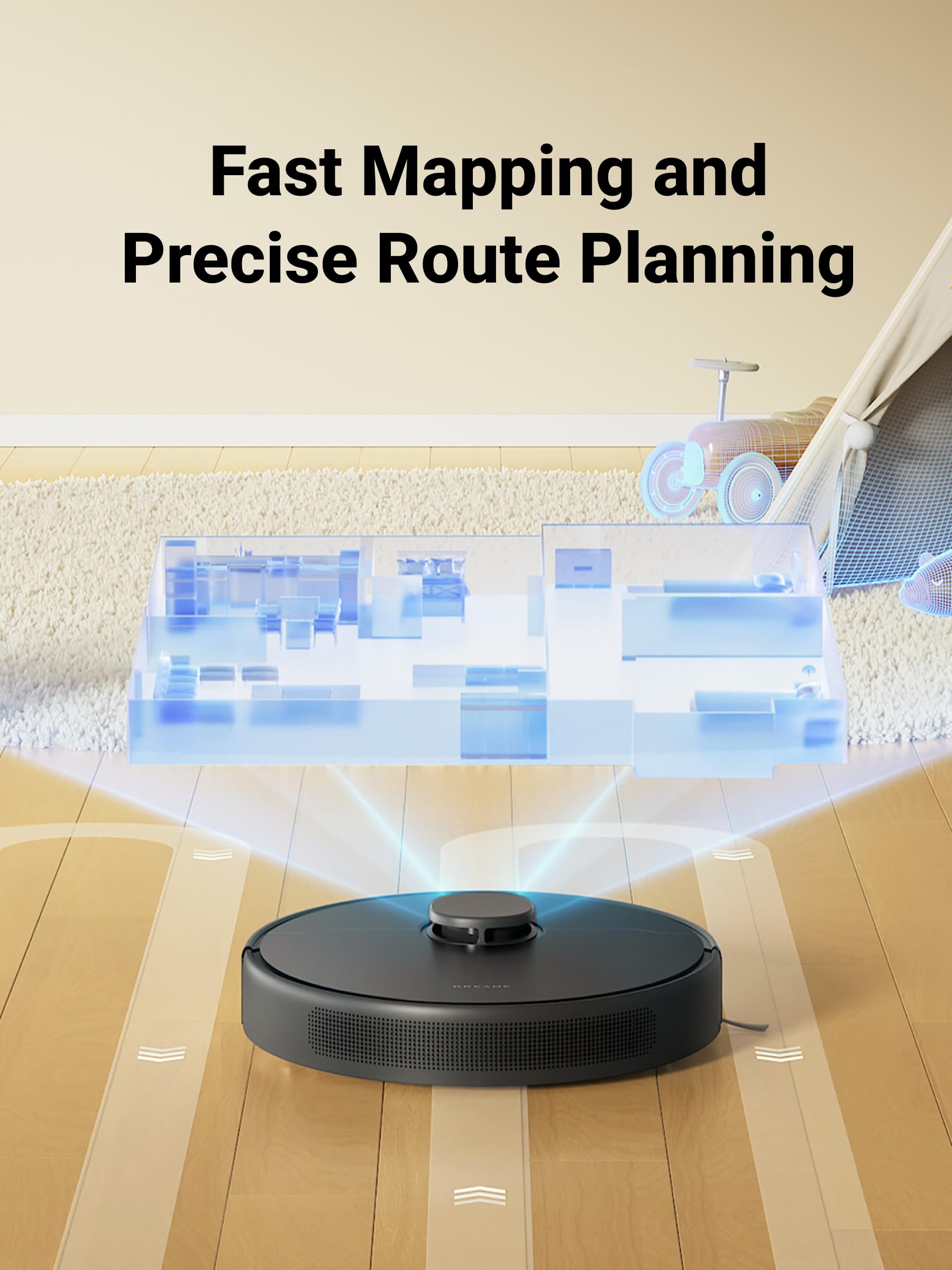 Dreame D9 Max Gen 2 Robot Vacuum And Mop Combo, Lds Navigation, 6000Pa Strong Suction Power, 240Mins Runtime, 2 In 1 Sweep And M