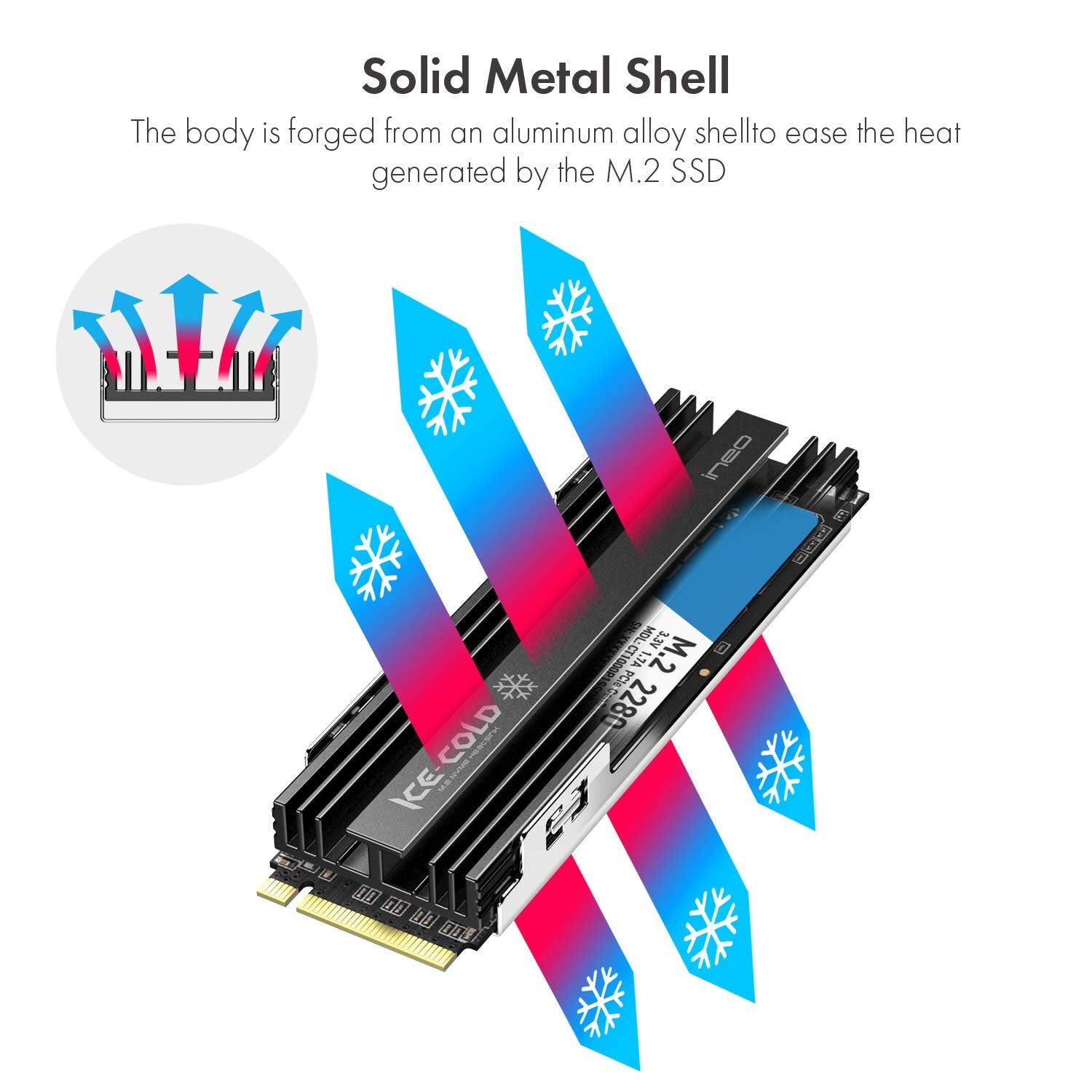 Ineo M.2 Heatsink 2280 Ssd With Thermal Silicone Pad For Pc / Ps5 M.2 Pcie Nvme Ssd [M16]