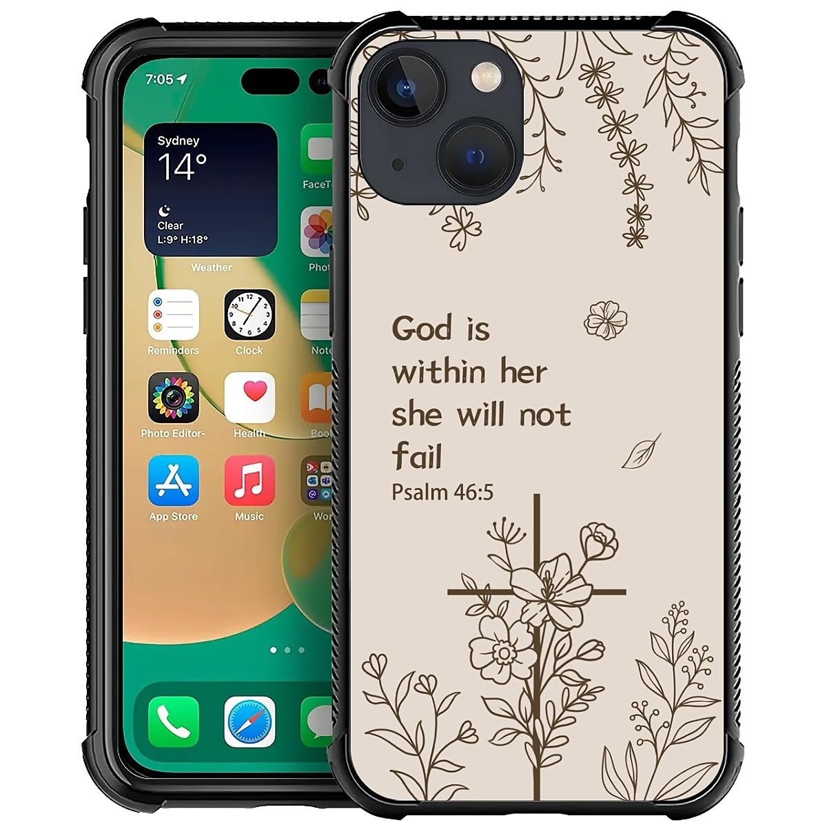 Deaorew for iPhone 15 Plus Case | Classic Slim Cover Design | Biblical Floral Cross